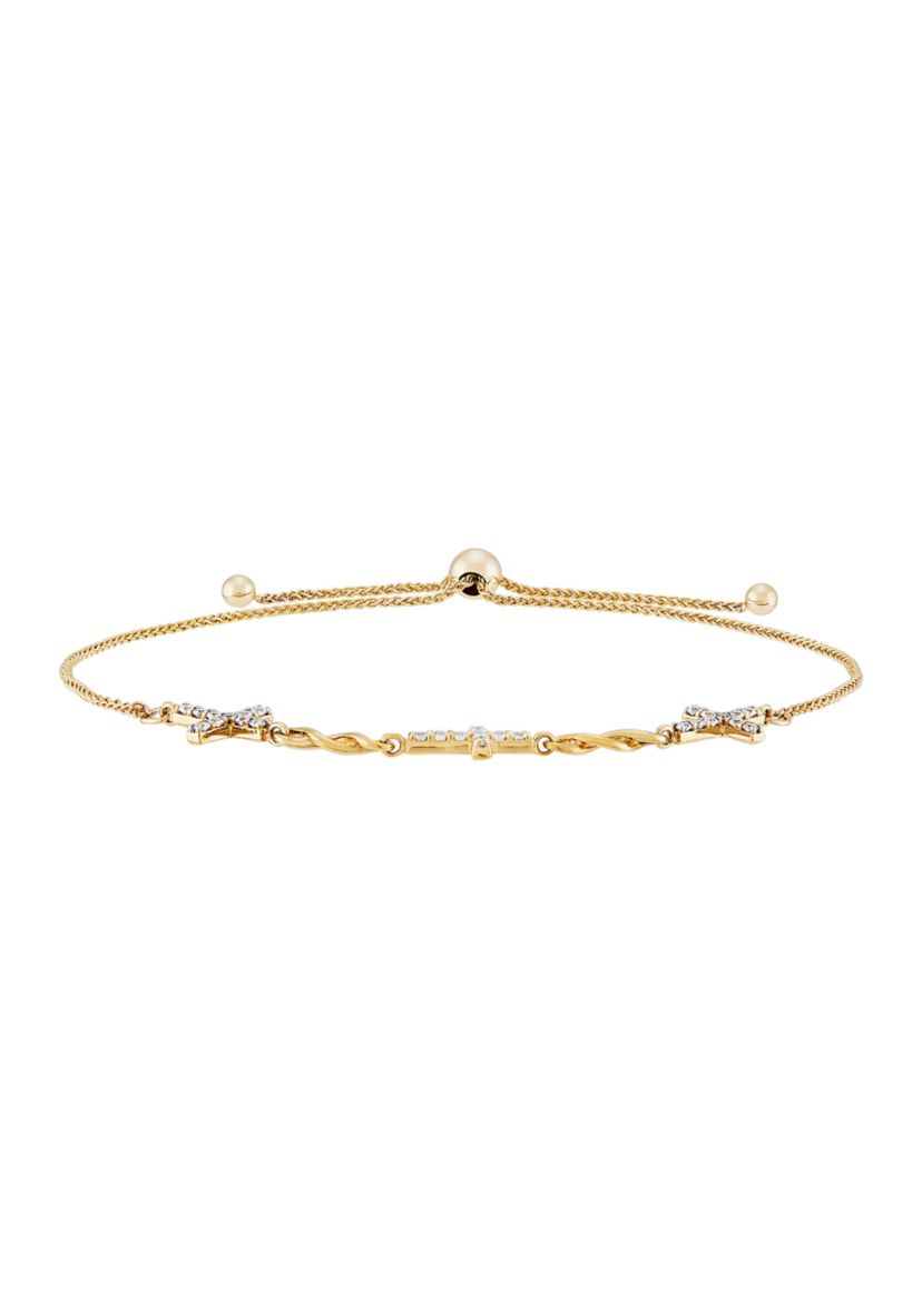 1/4 ct. t.w. Diamond Cross Bracelet in 10K Yellow Gold