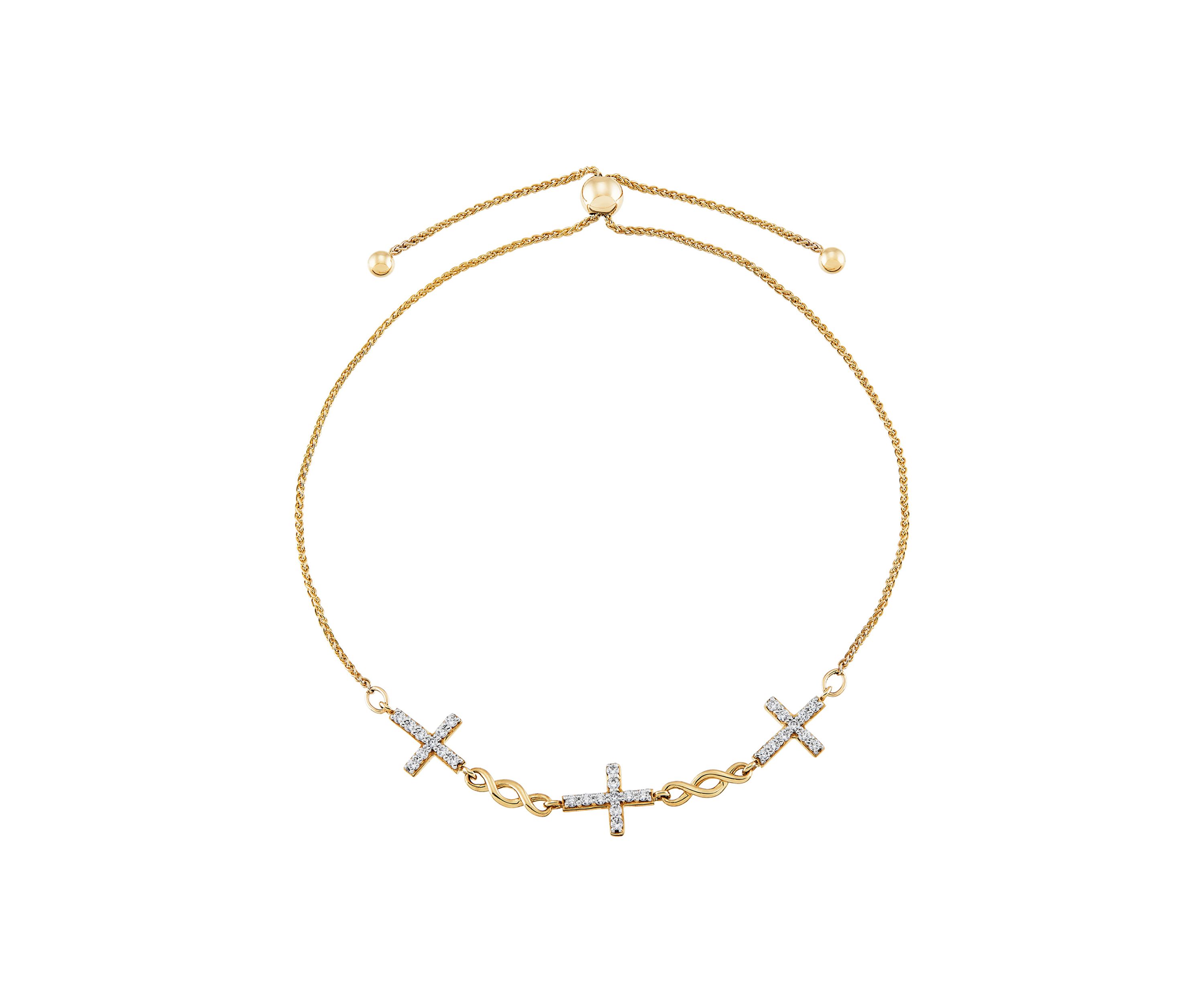 1/4 ct. t.w. Diamond Cross Bracelet in 10K Yellow Gold
