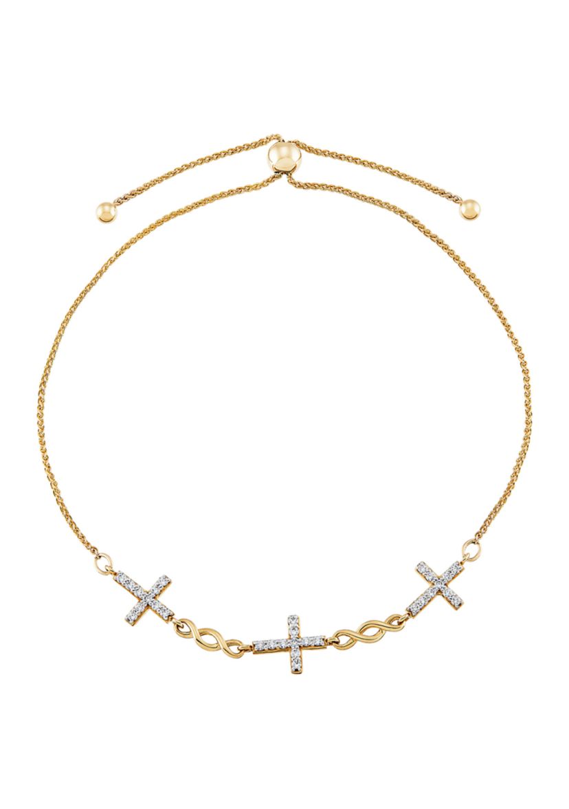 1/4 ct. t.w. Diamond Cross Bracelet in 10K Yellow Gold