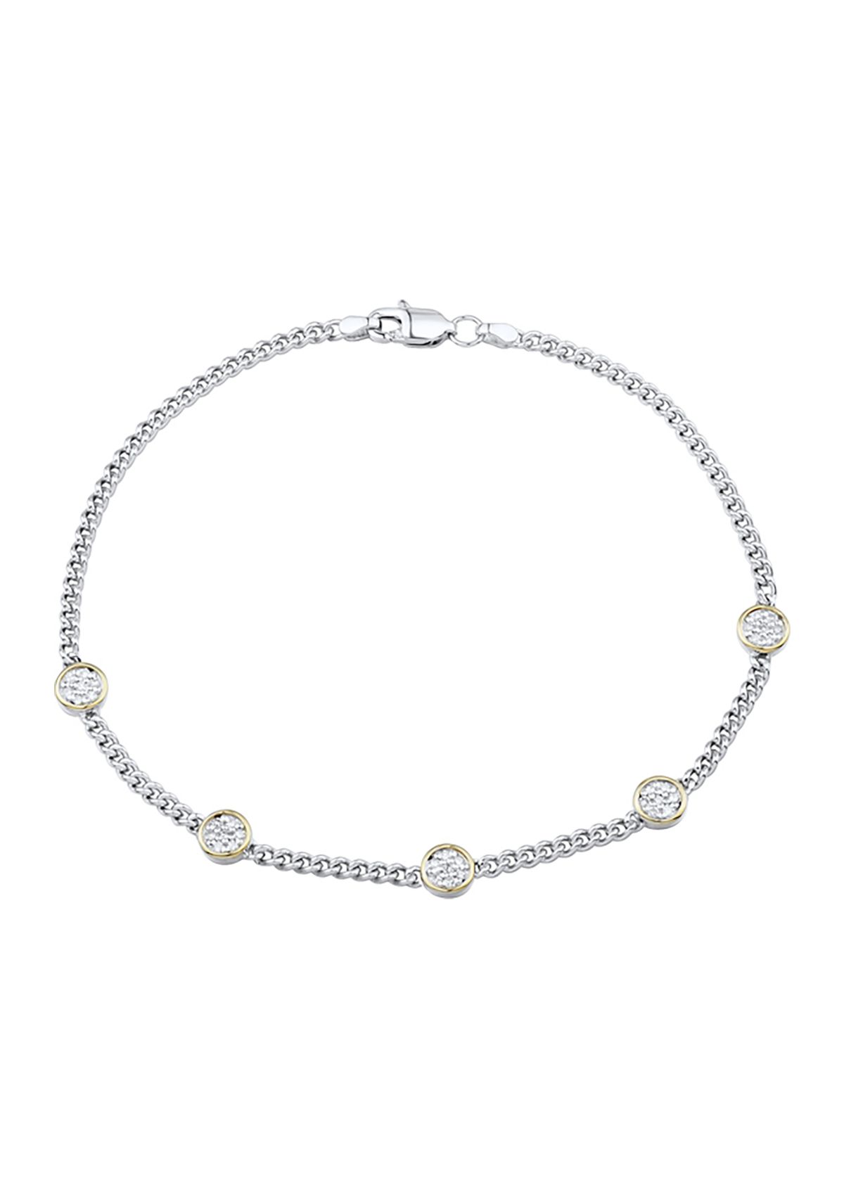 1/6 ct. t.w. Diamond Bracelet in Sterling Silver and 14K Yellow Gold