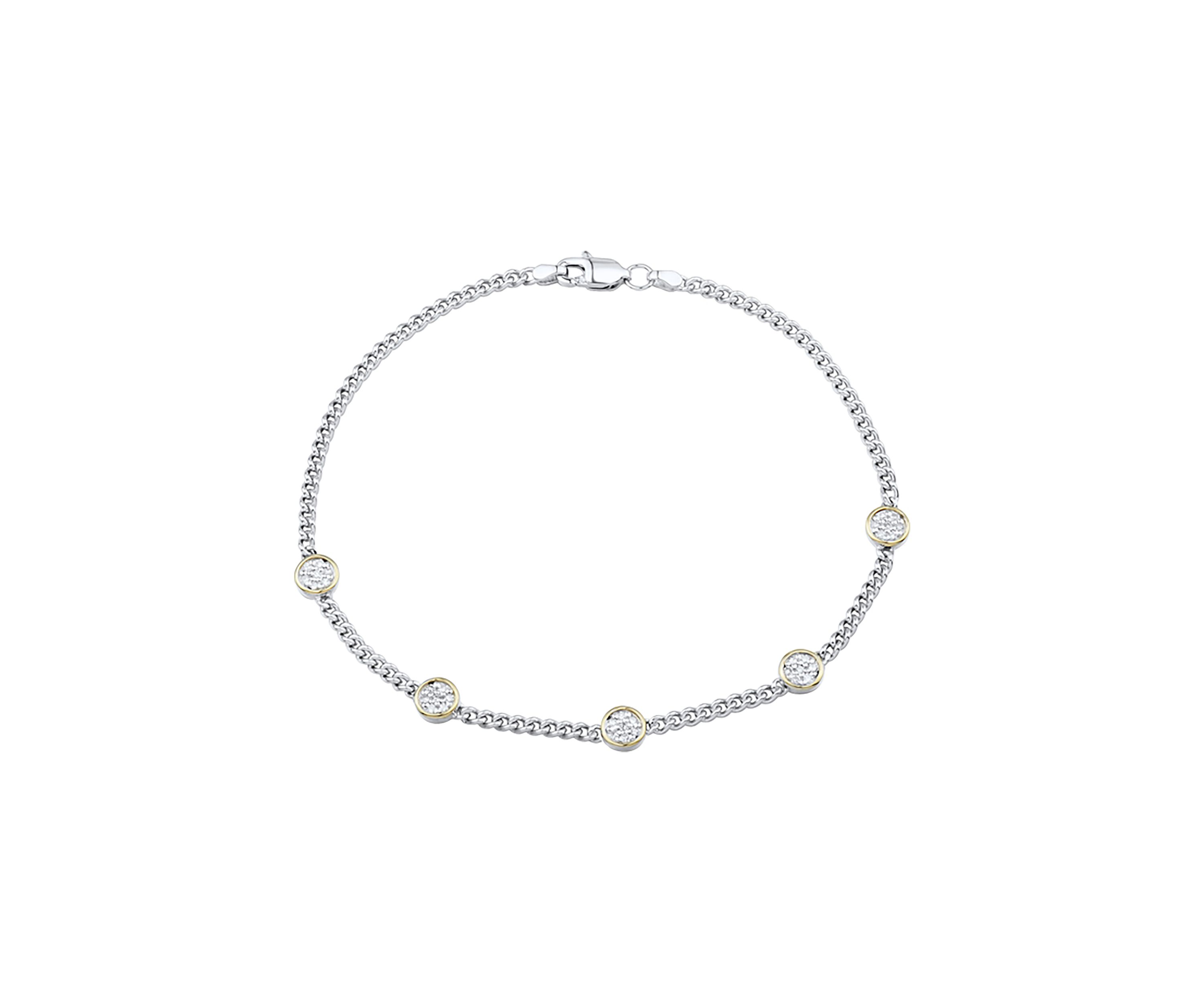 1/6 ct. t.w. Diamond Bracelet in Sterling Silver and 14K Yellow Gold