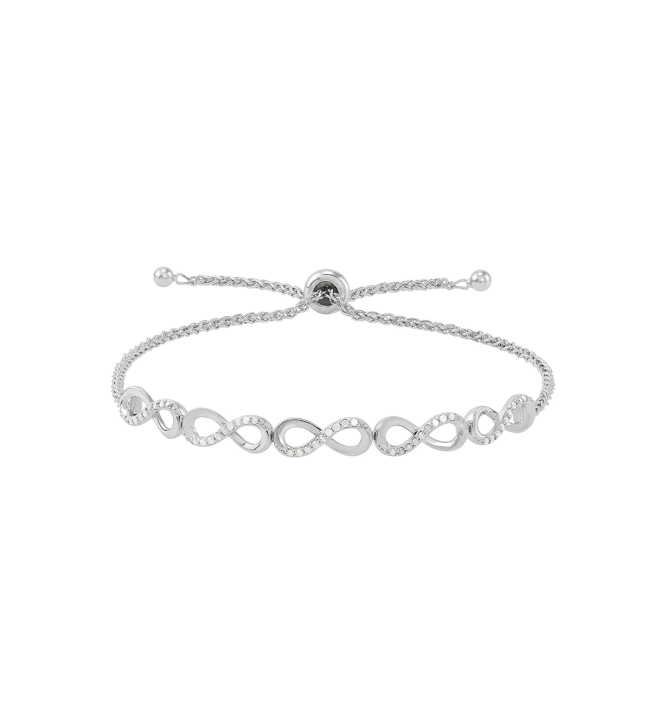 1/4 ct. t.w. Diamond Bolo Bracelet in Sterling Silver 