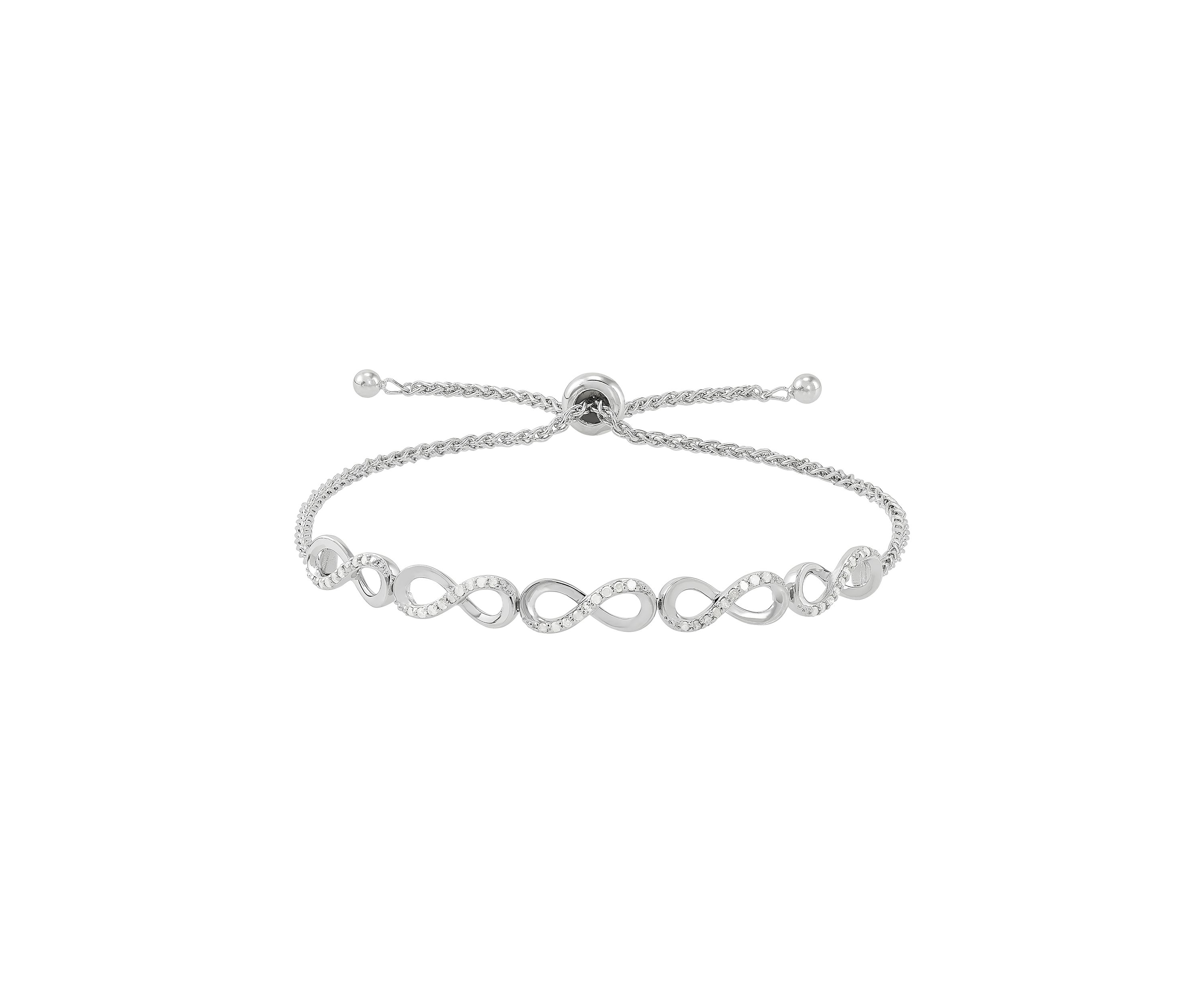 1/4 ct. t.w. Diamond Bolo Bracelet in Sterling Silver 