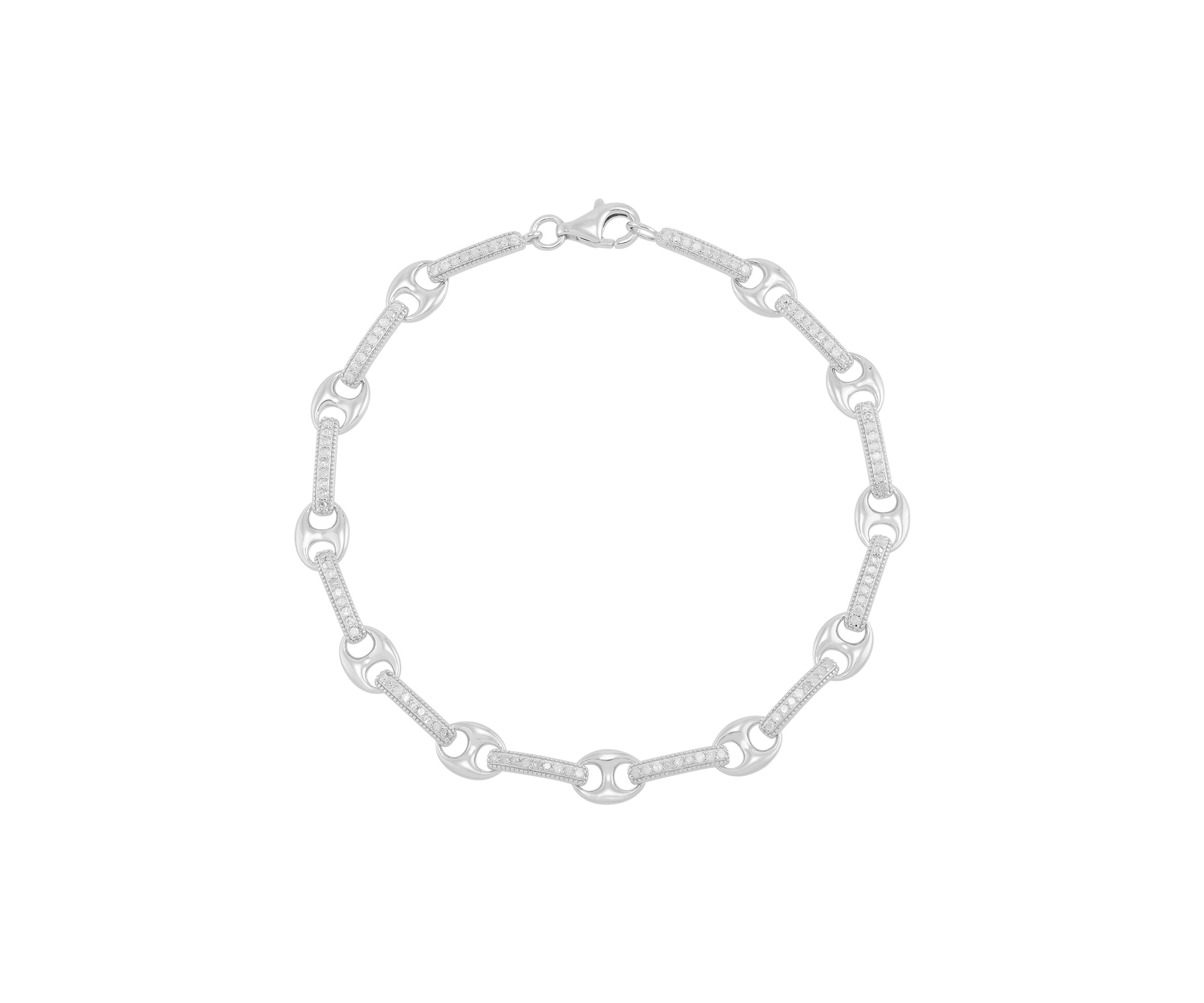 1/2 ct. t.w. Diamond Mariner Chain Bracelet in Sterling Silver