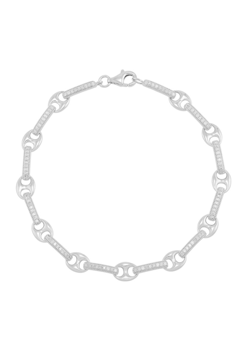 1/2 ct. t.w. Diamond Mariner Chain Bracelet in Sterling Silver