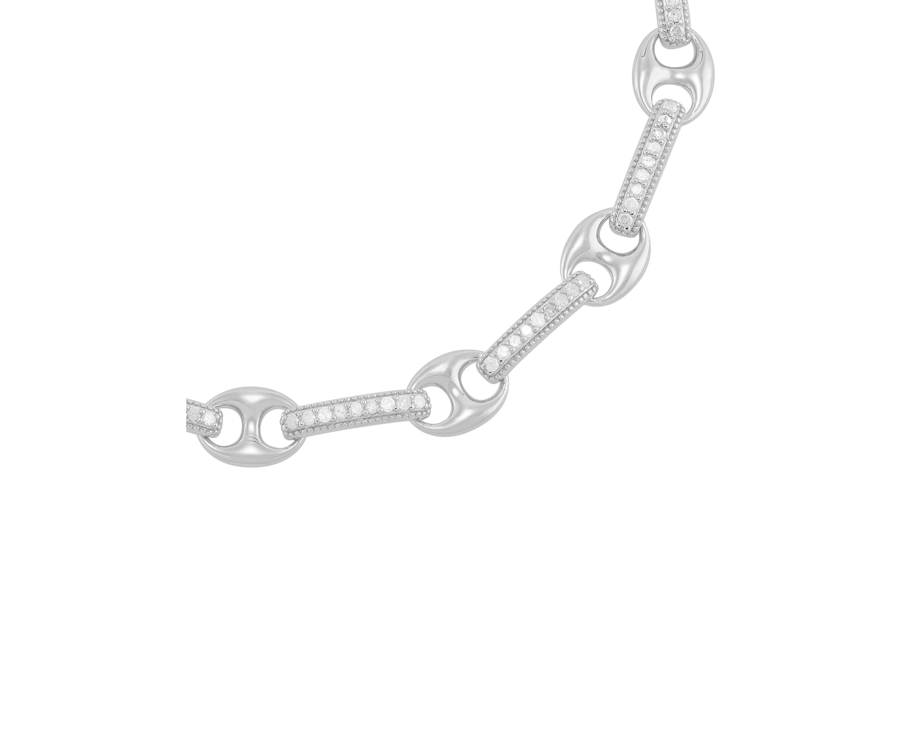 1/2 ct. t.w. Diamond Mariner Chain Bracelet in Sterling Silver