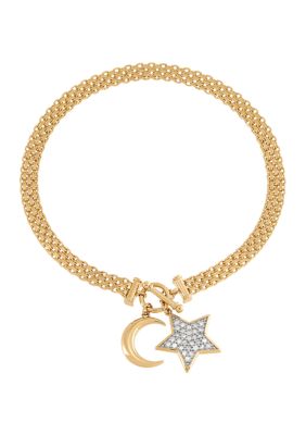 Belk & Co 1/4 Ct. T.w. Diamond Moon Star Bracelet In Gold Over Silver