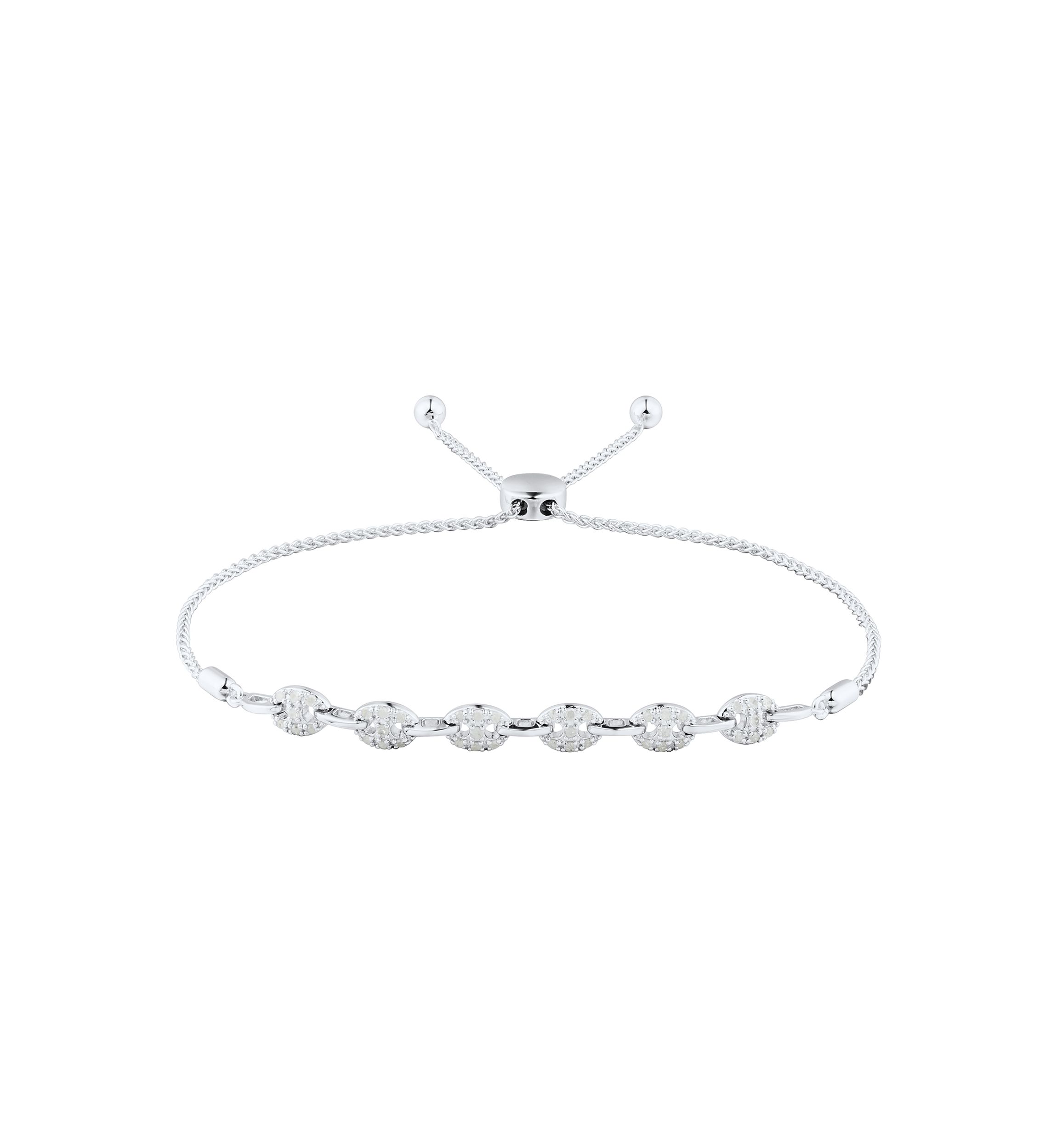 1/4 ct. t.w. Diamond Mariner Bracelet in Sterling Silver