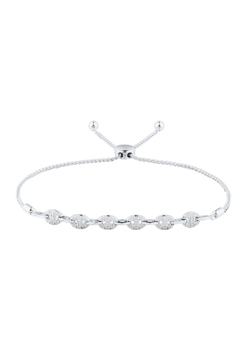 1/4 ct. t.w. Diamond Mariner Bracelet in Sterling Silver