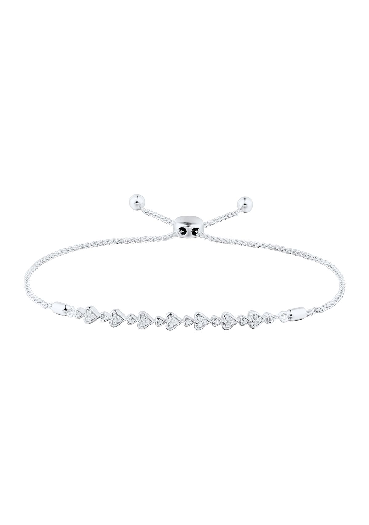 1/10 ct. t.w. Diamond Heart Bolo Bracelet in Sterling Silver