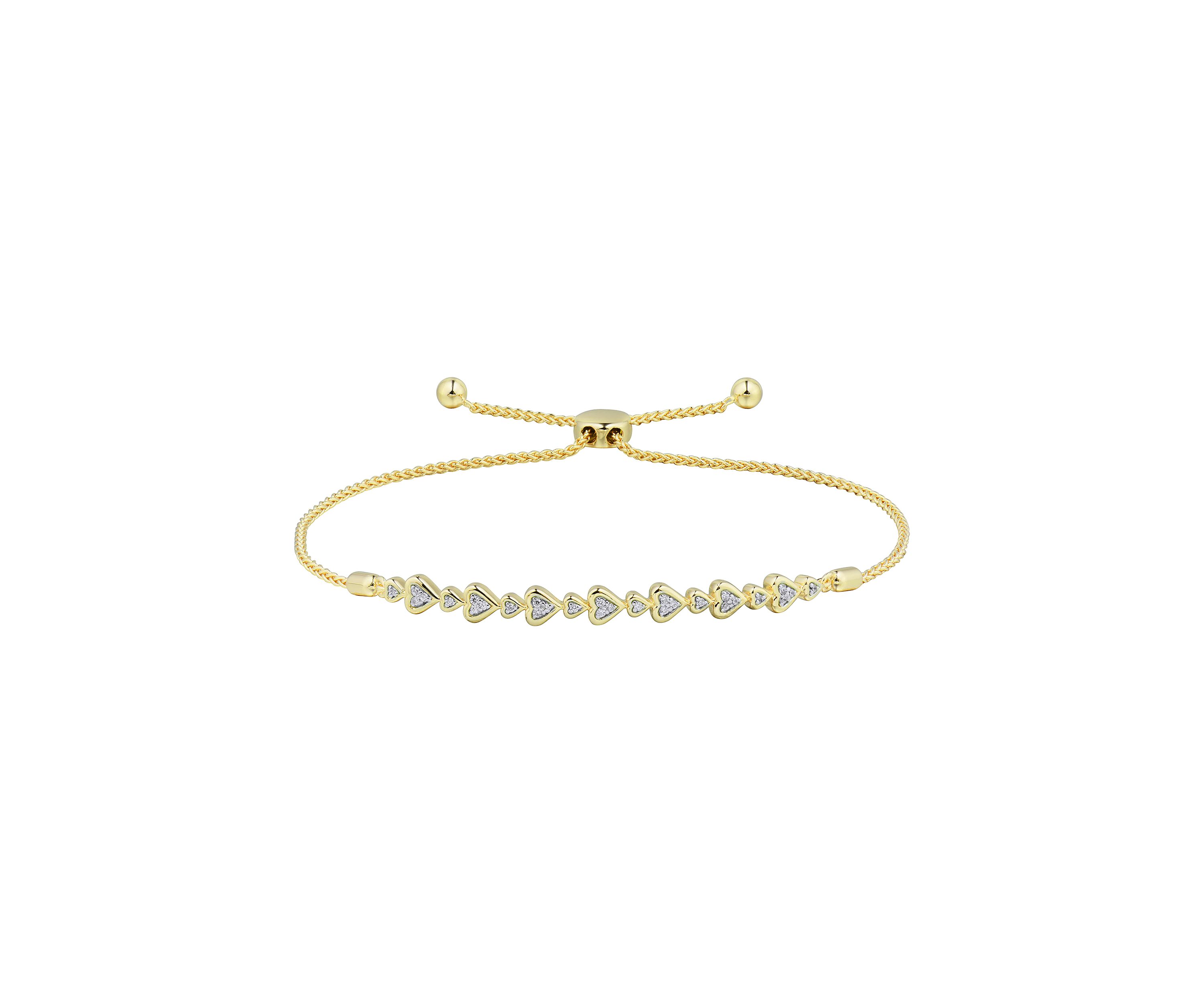  1/10 ct. t.w. Diamond Heart Bolo Bracelet in Gold-Plated Sterling Silver 