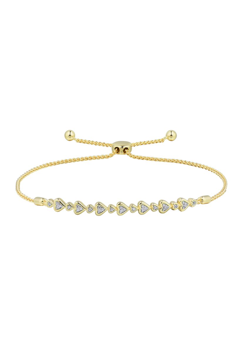  1/10 ct. t.w. Diamond Heart Bolo Bracelet in Gold-Plated Sterling Silver 