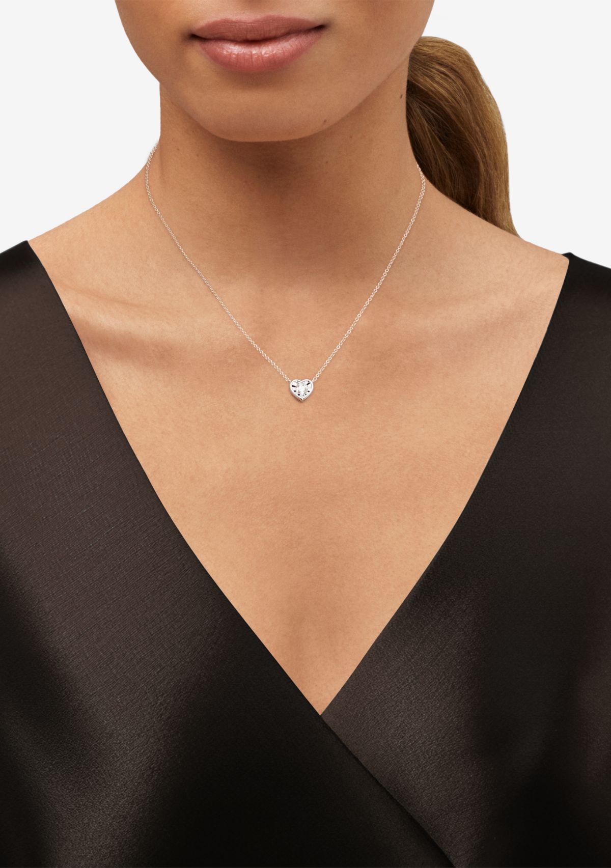 1/4 ct. t.w. Lab Grown Diamond Heart Necklace in Sterling Silver