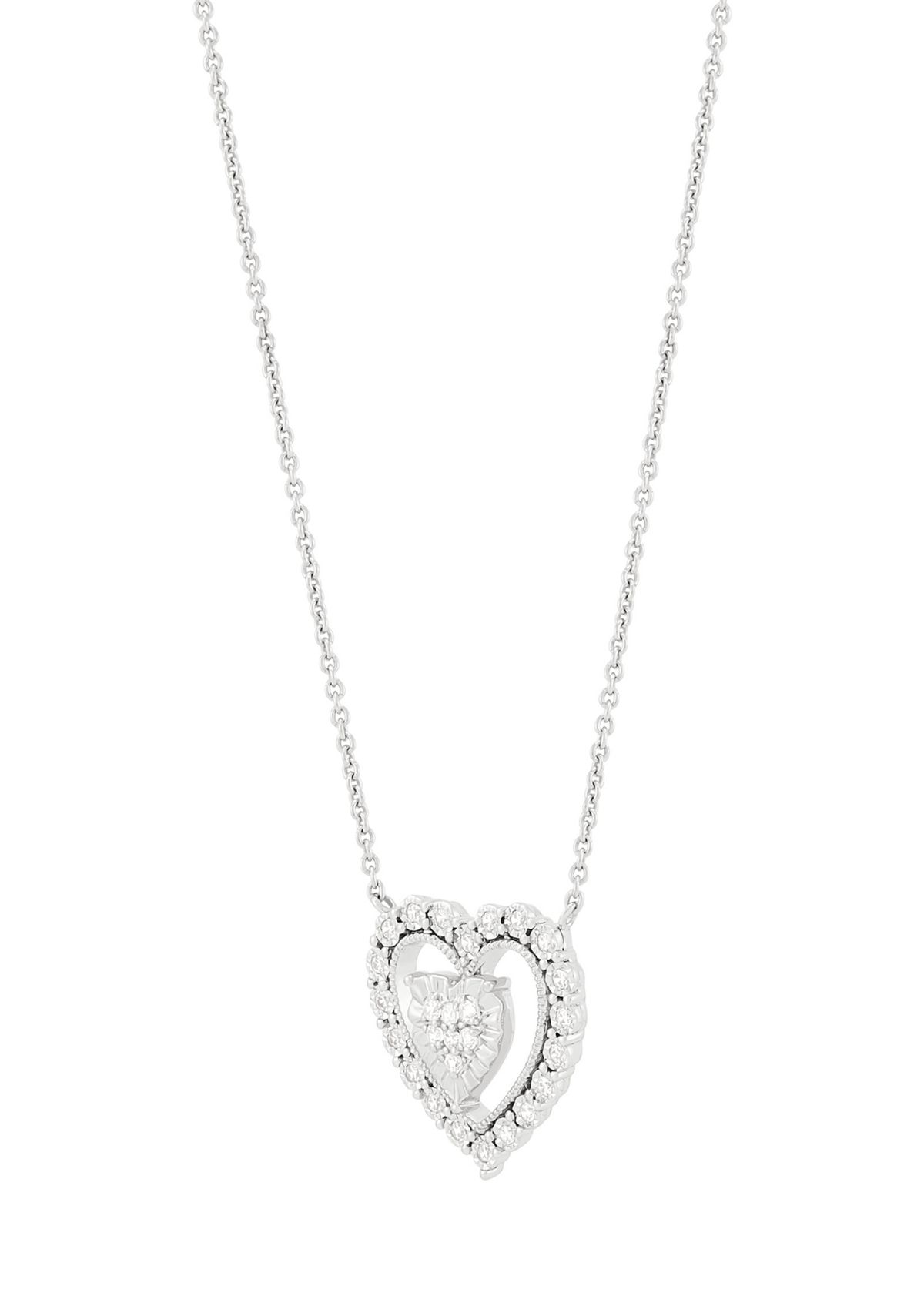 1/5 ct. t.w. Lab-Grown Diamond Heart Necklace in Sterling Silver