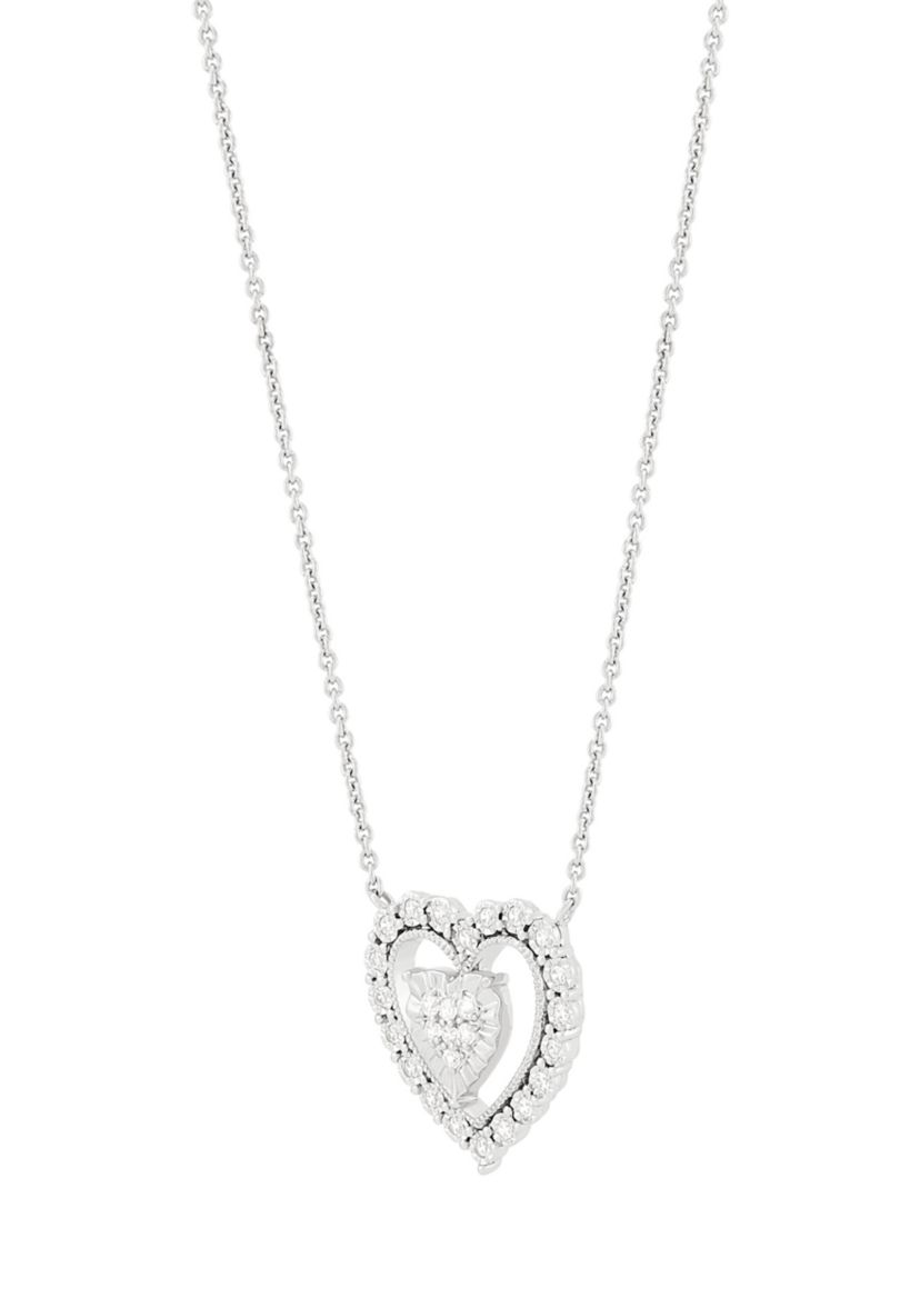 1/5 ct. t.w. Lab-Grown Diamond Heart Necklace in Sterling Silver