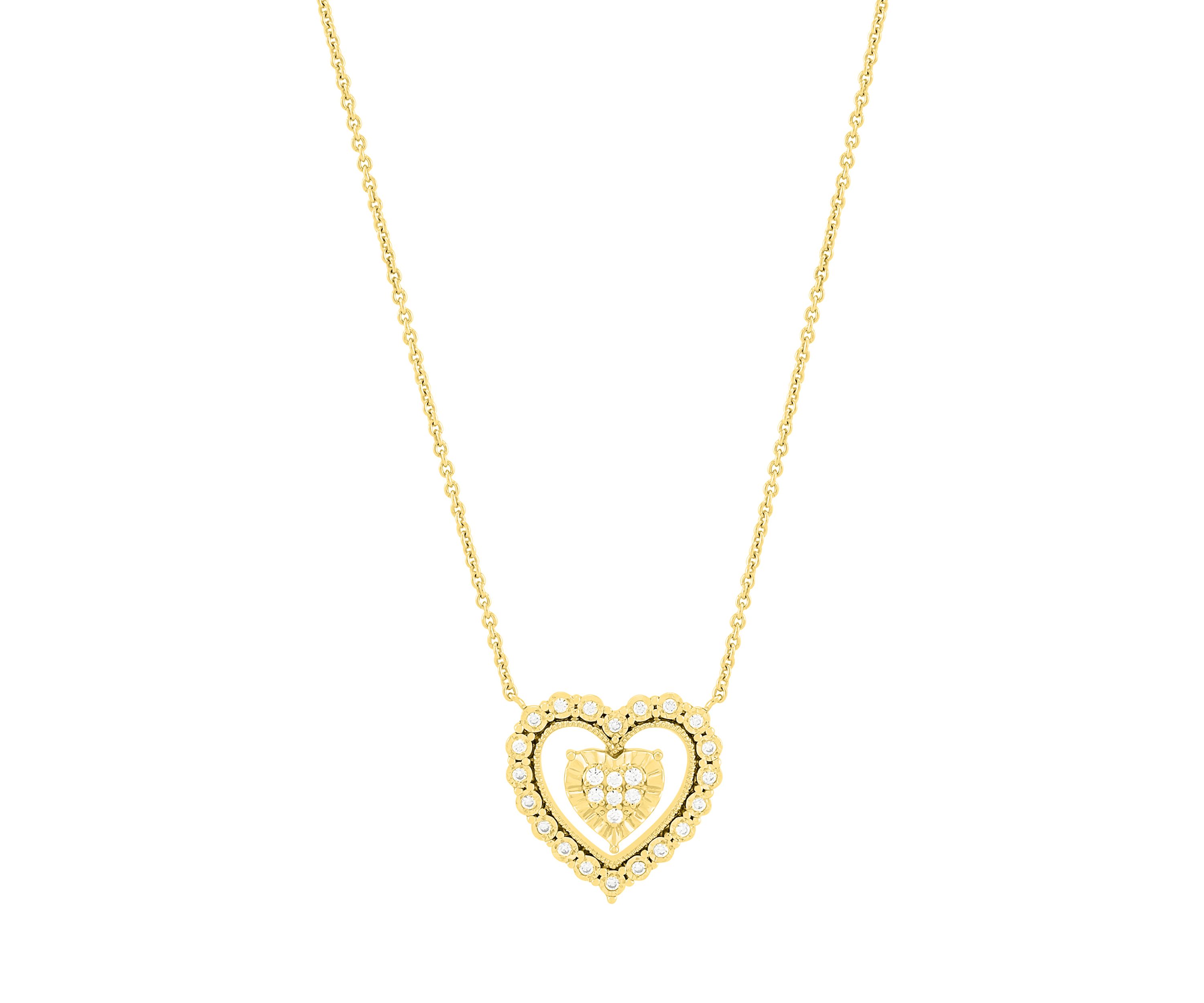  1/5 ct. t.w. Lab Grown Diamond Gold over Silver Heart Necklace