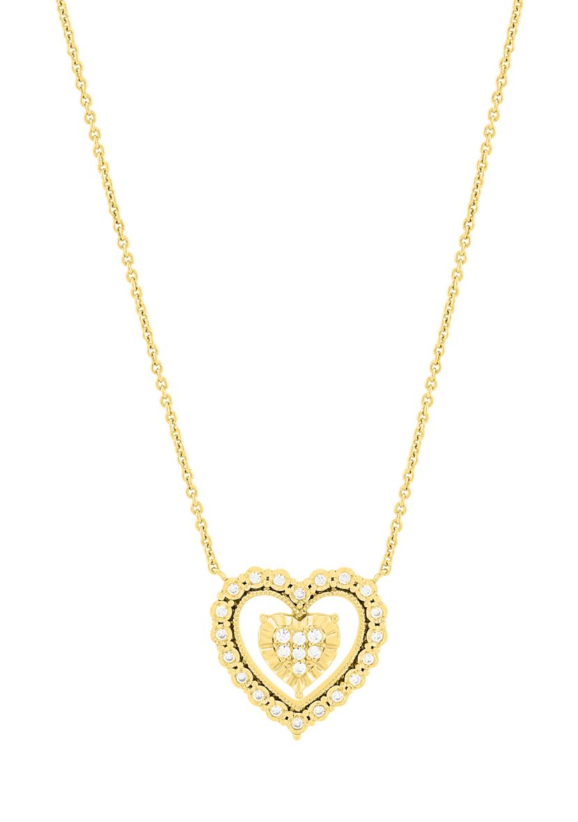  1/5 ct. t.w. Lab Grown Diamond Gold over Silver Heart Necklace