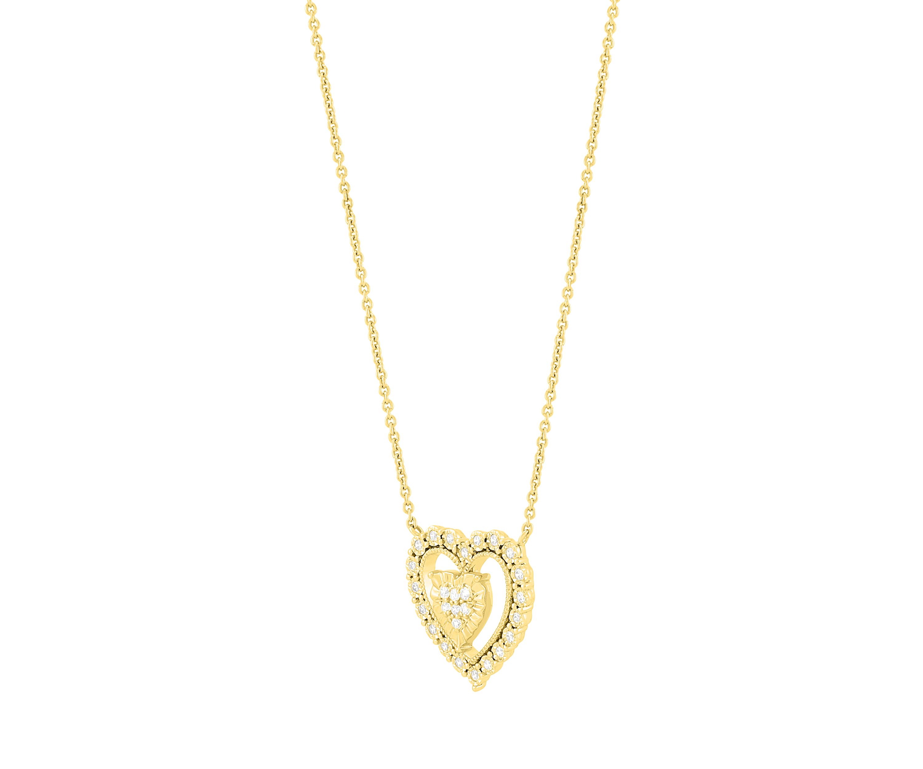  1/5 ct. t.w. Lab Grown Diamond Gold over Silver Heart Necklace