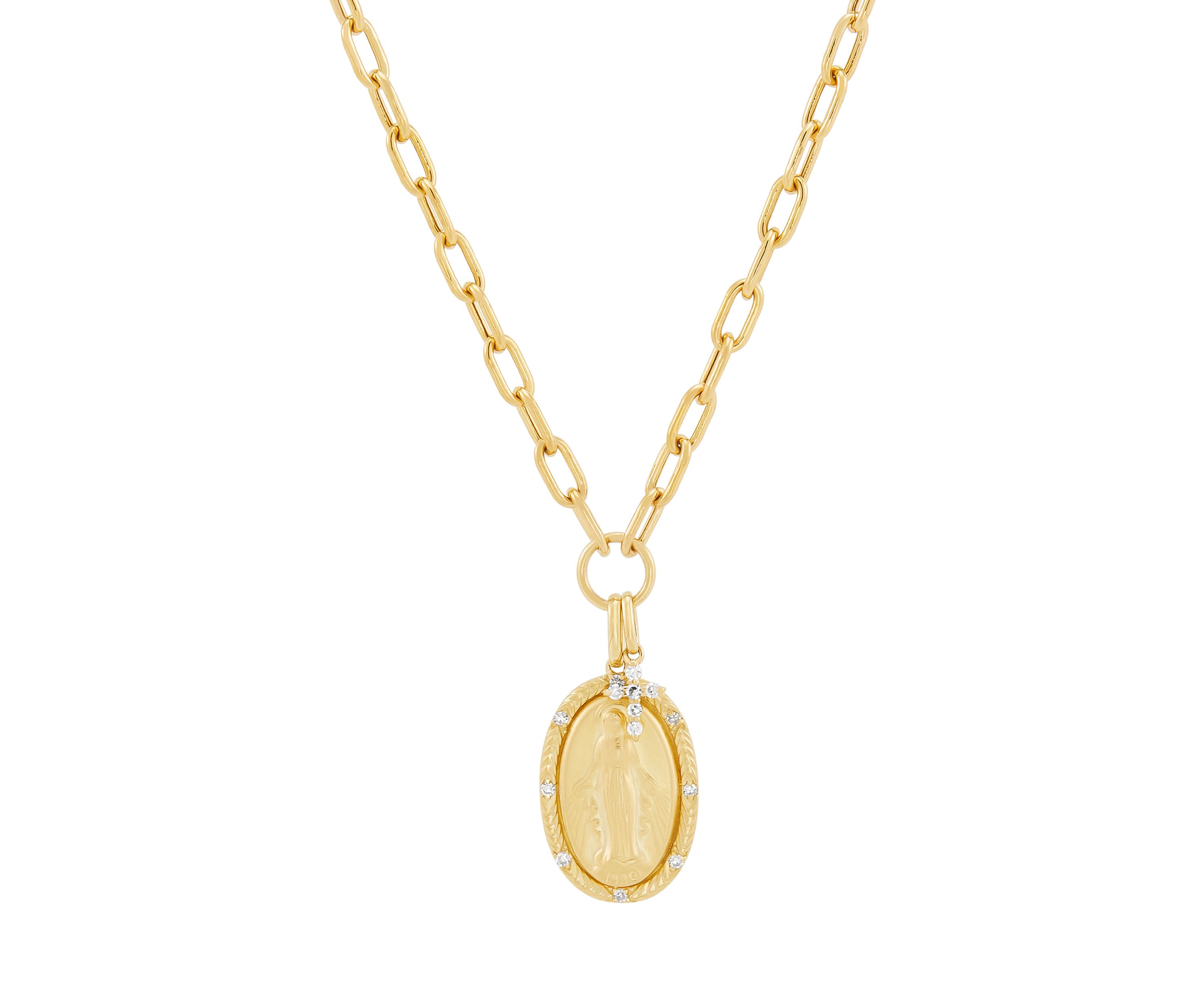 1/10 ct. t.w. Lab Grown Diamond Religious Necklace in 10K Yellow Gold