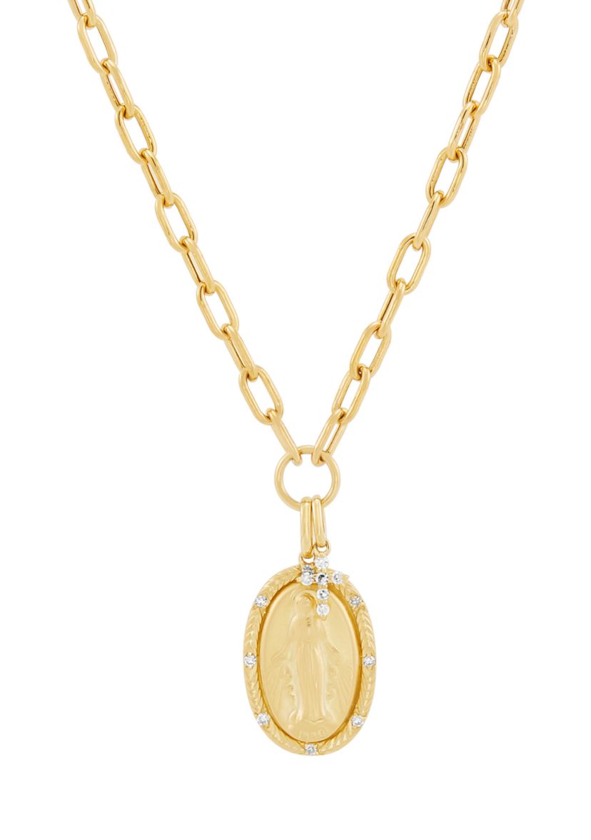 1/10 ct. t.w. Lab Grown Diamond Religious Necklace in 10K Yellow Gold
