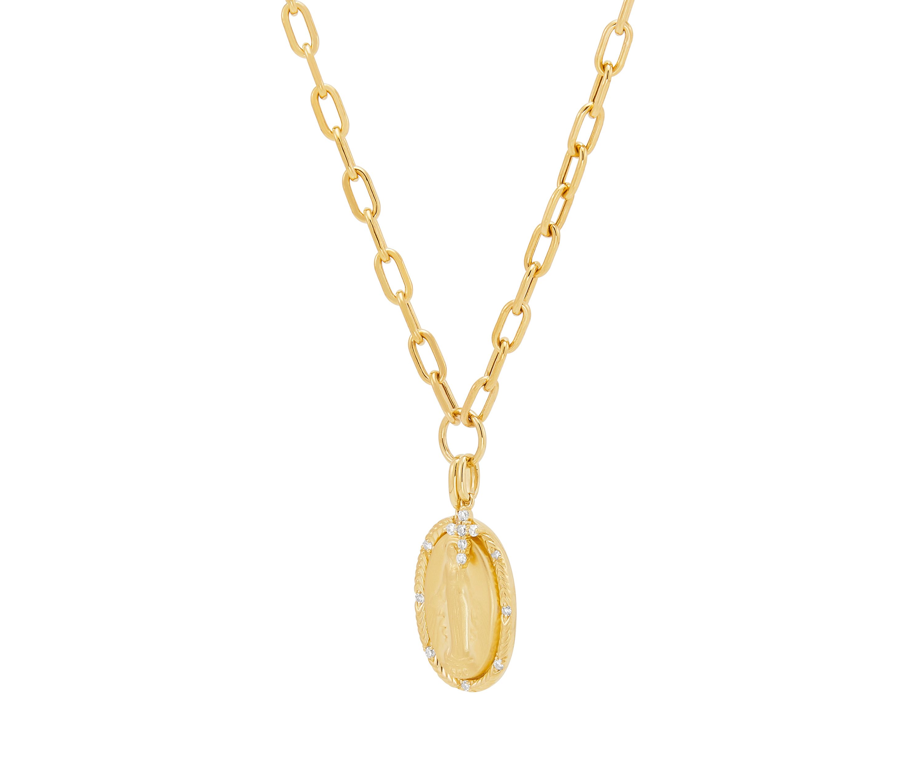 1/10 ct. t.w. Lab Grown Diamond Religious Necklace in 10K Yellow Gold