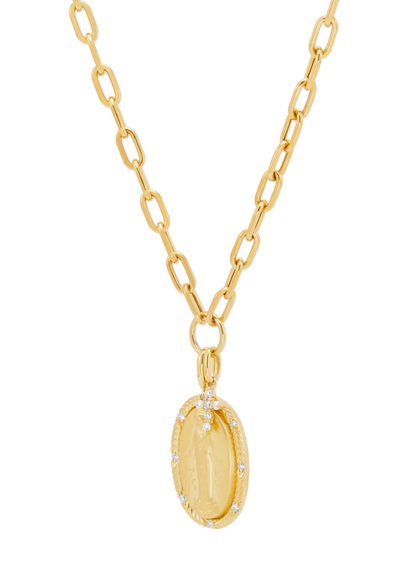 1/10 ct. t.w. Lab Grown Diamond Religious Necklace in 10K Yellow Gold