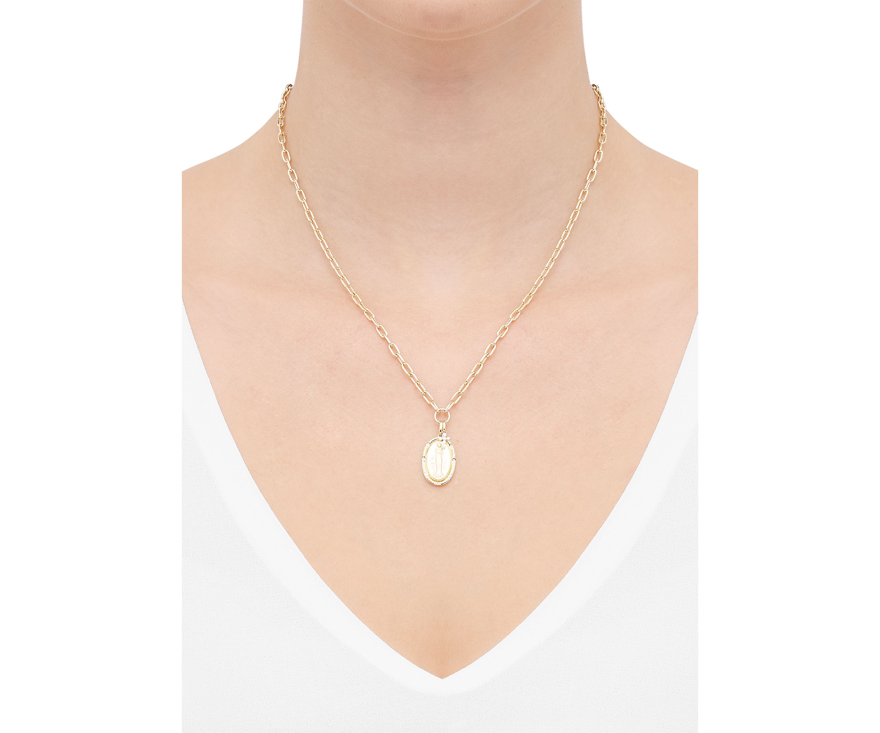 1/10 ct. t.w. Lab Grown Diamond Religious Necklace in 10K Yellow Gold