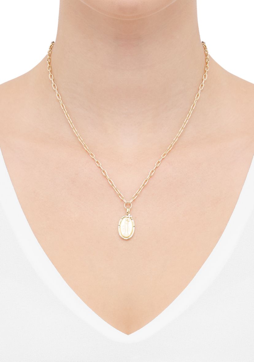 1/10 ct. t.w. Lab Grown Diamond Religious Necklace in 10K Yellow Gold