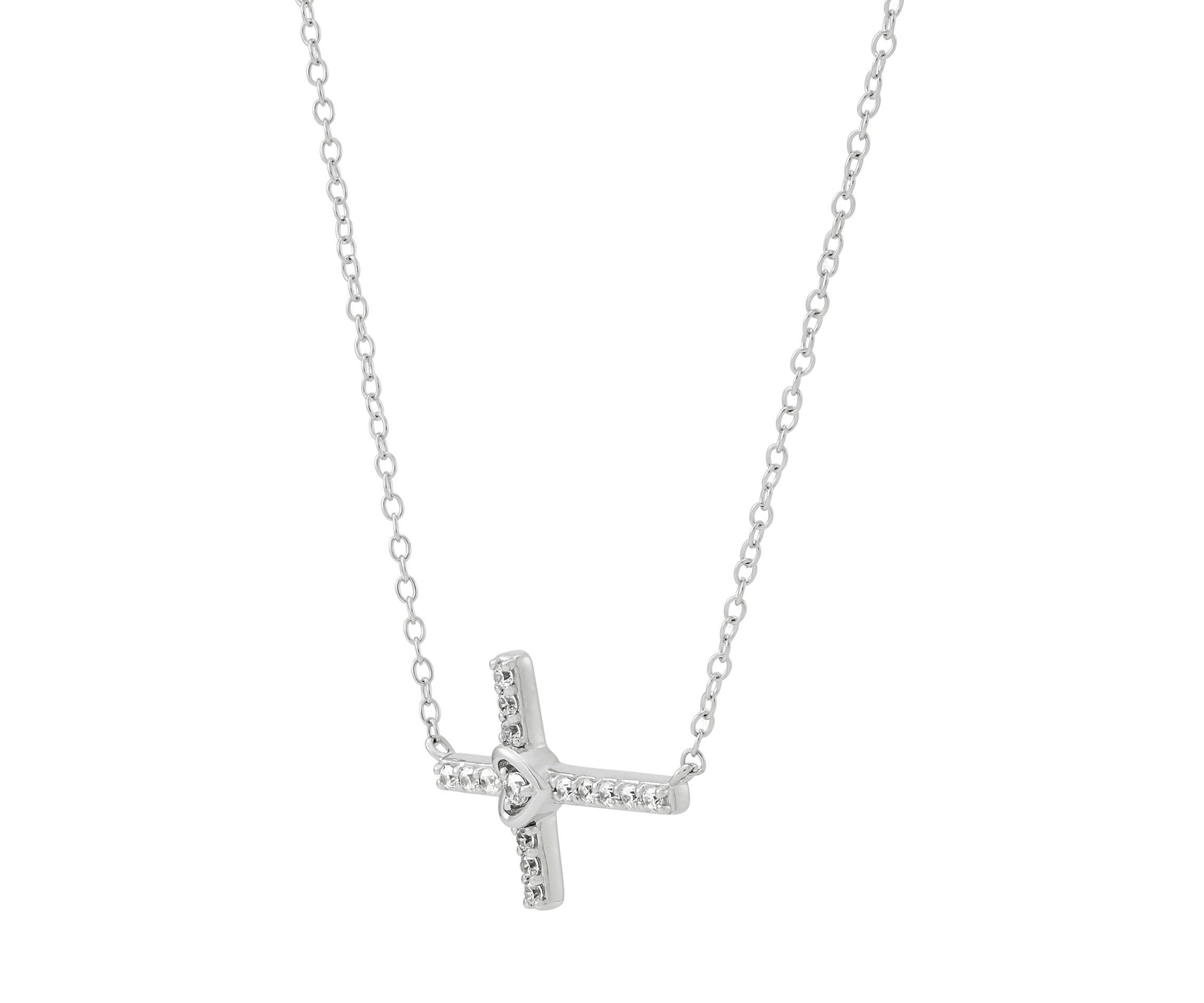 1/6 ct. t.w. Lab Grown Diamond Cross Necklace in Sterling Silver