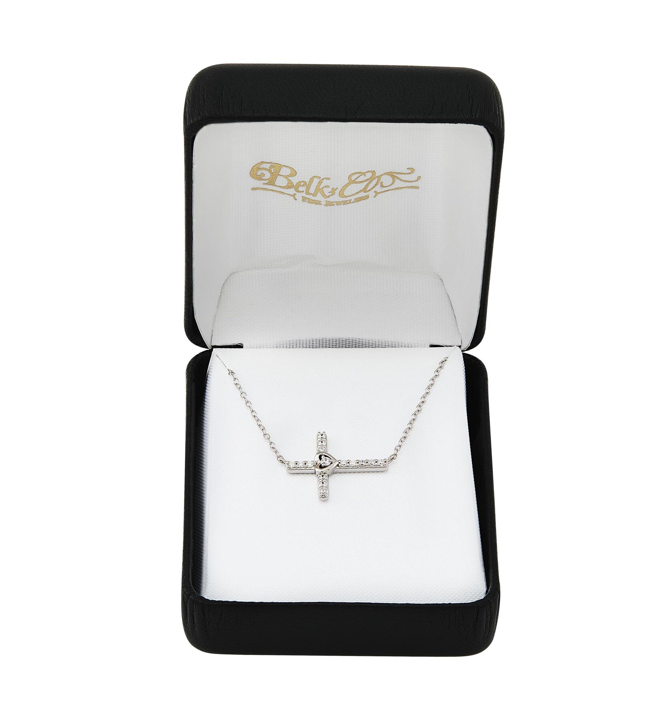 1/6 ct. t.w. Lab Grown Diamond Cross Necklace in Sterling Silver