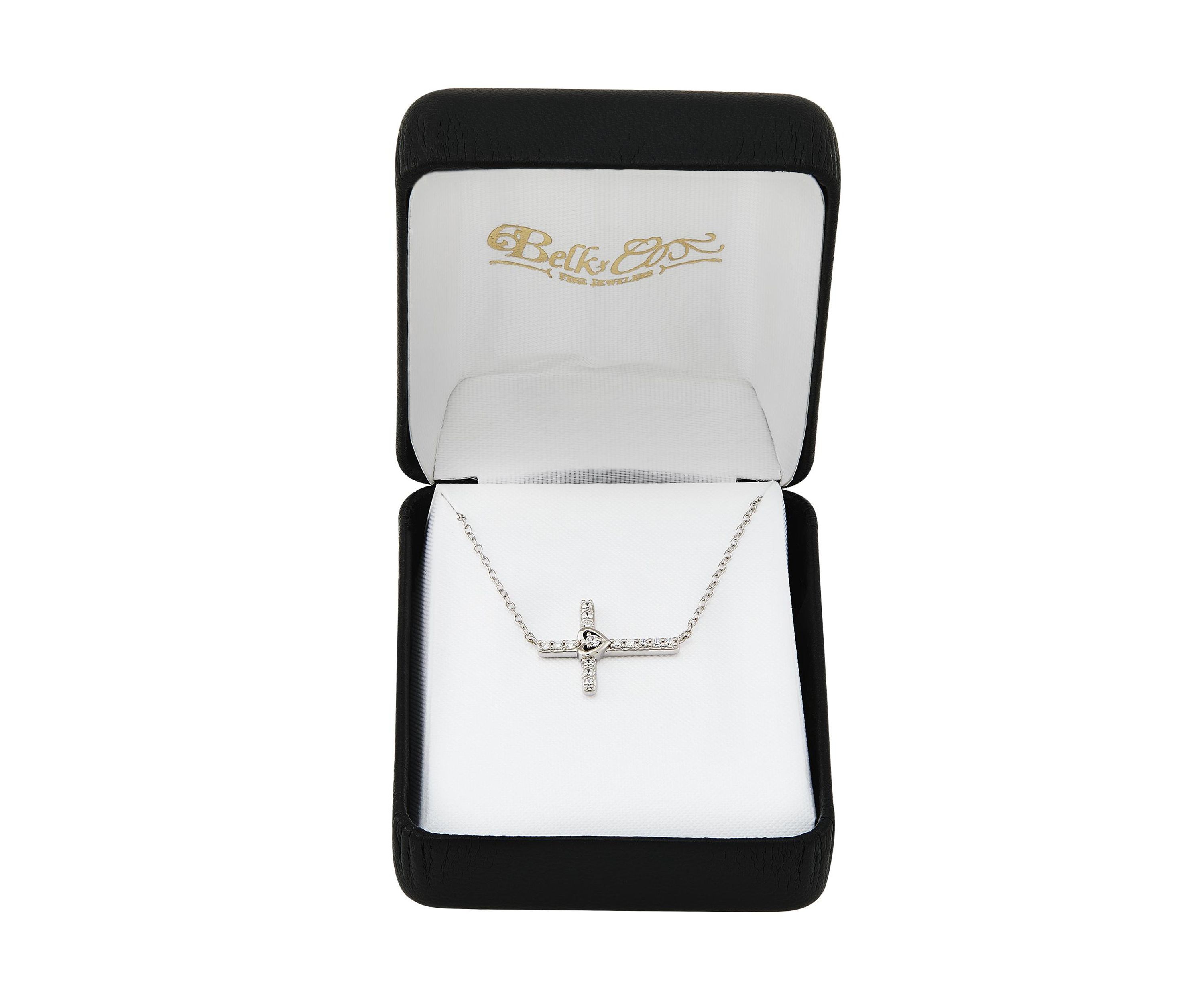 1/6 ct. t.w. Lab Grown Diamond Cross Necklace in Sterling Silver