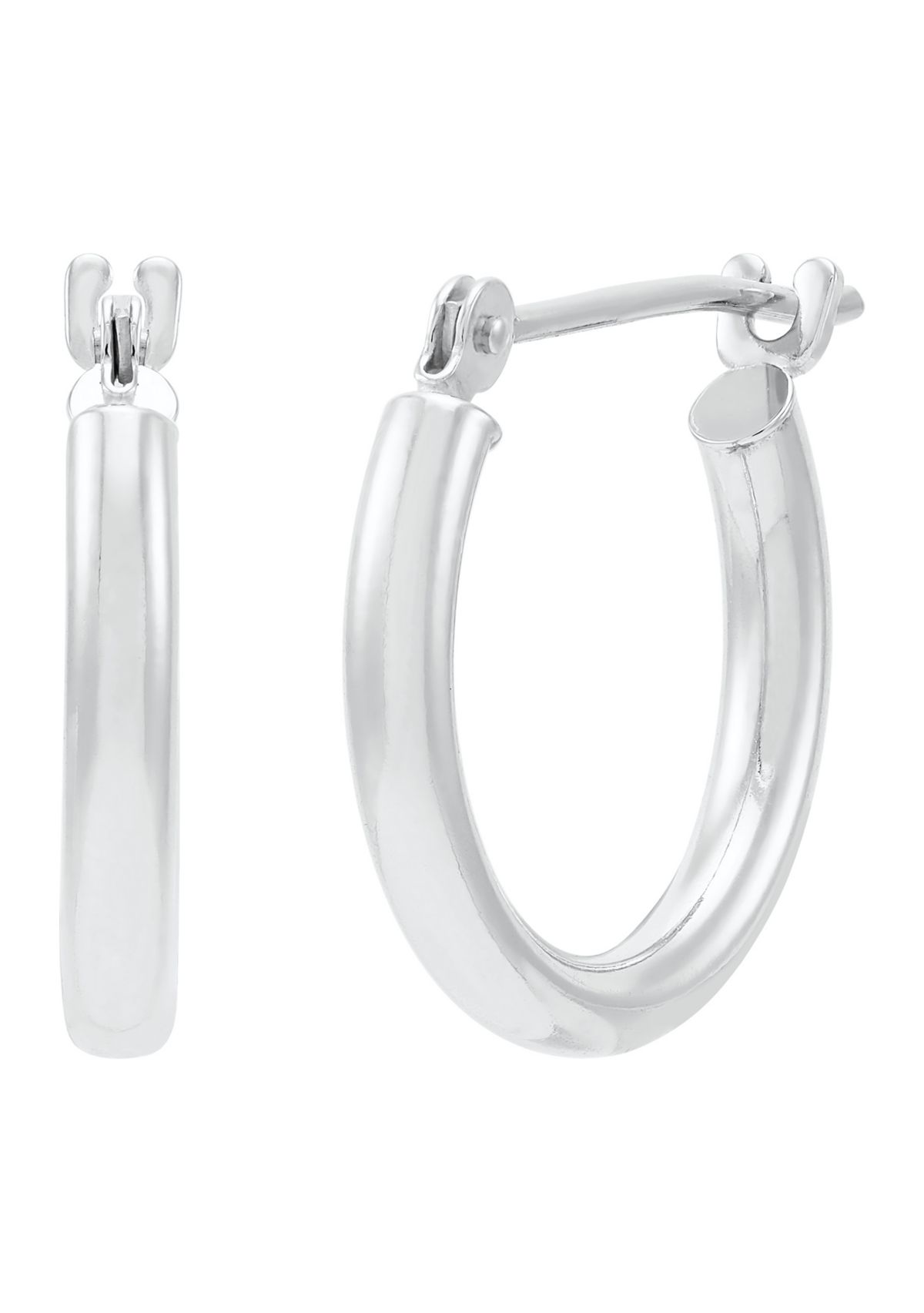 Tube Hoop Earrings in 14K White Gold