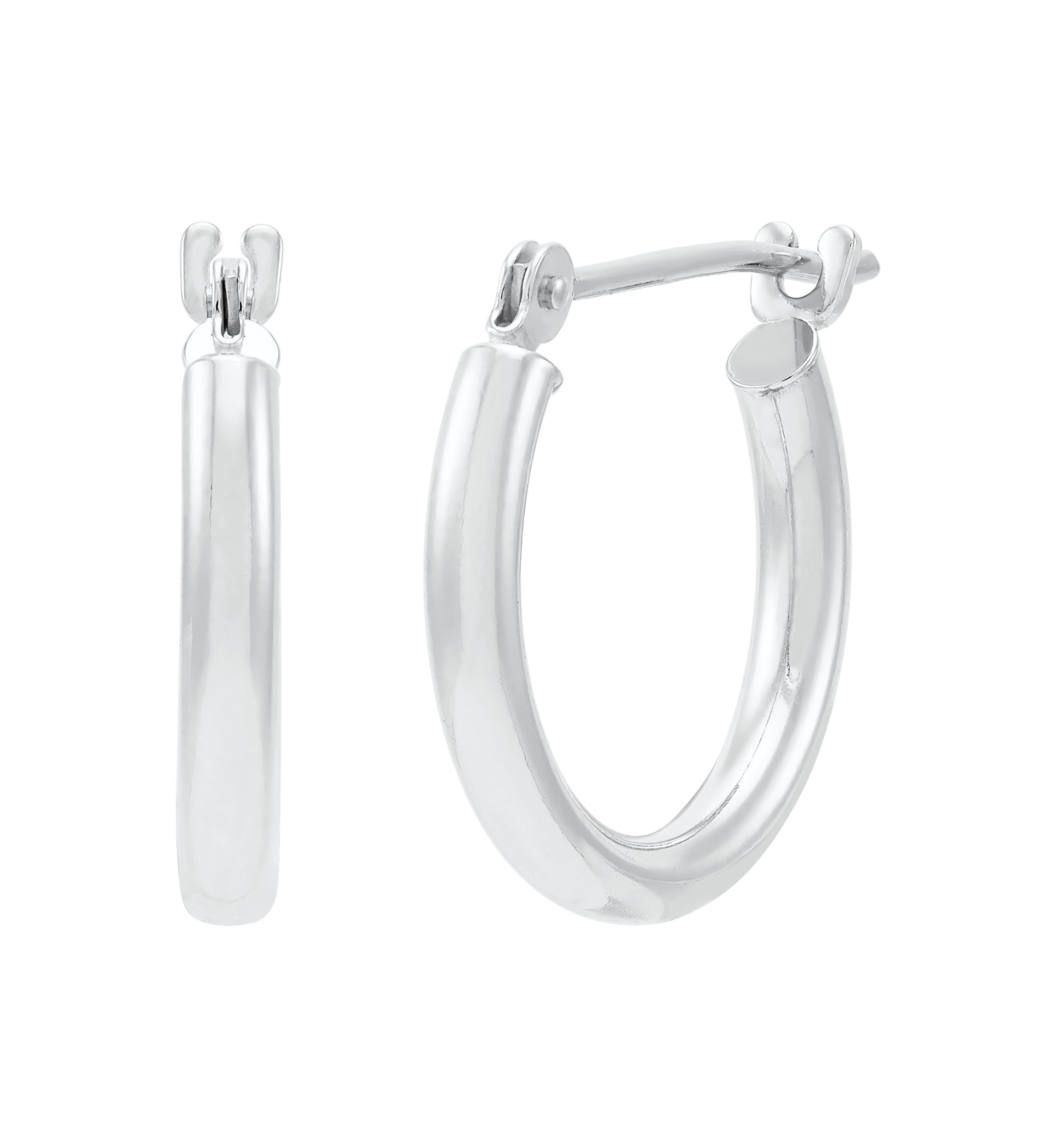 Tube Hoop Earrings in 14K White Gold