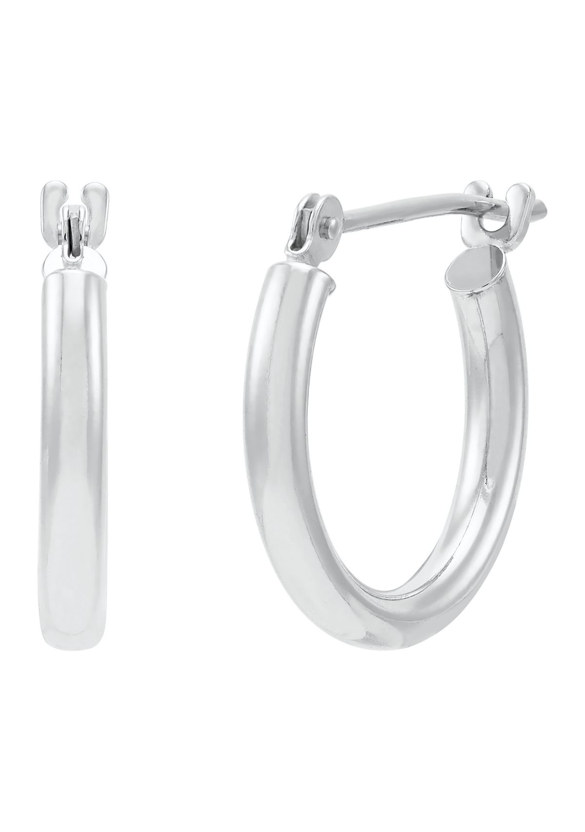 Tube Hoop Earrings in 14K White Gold