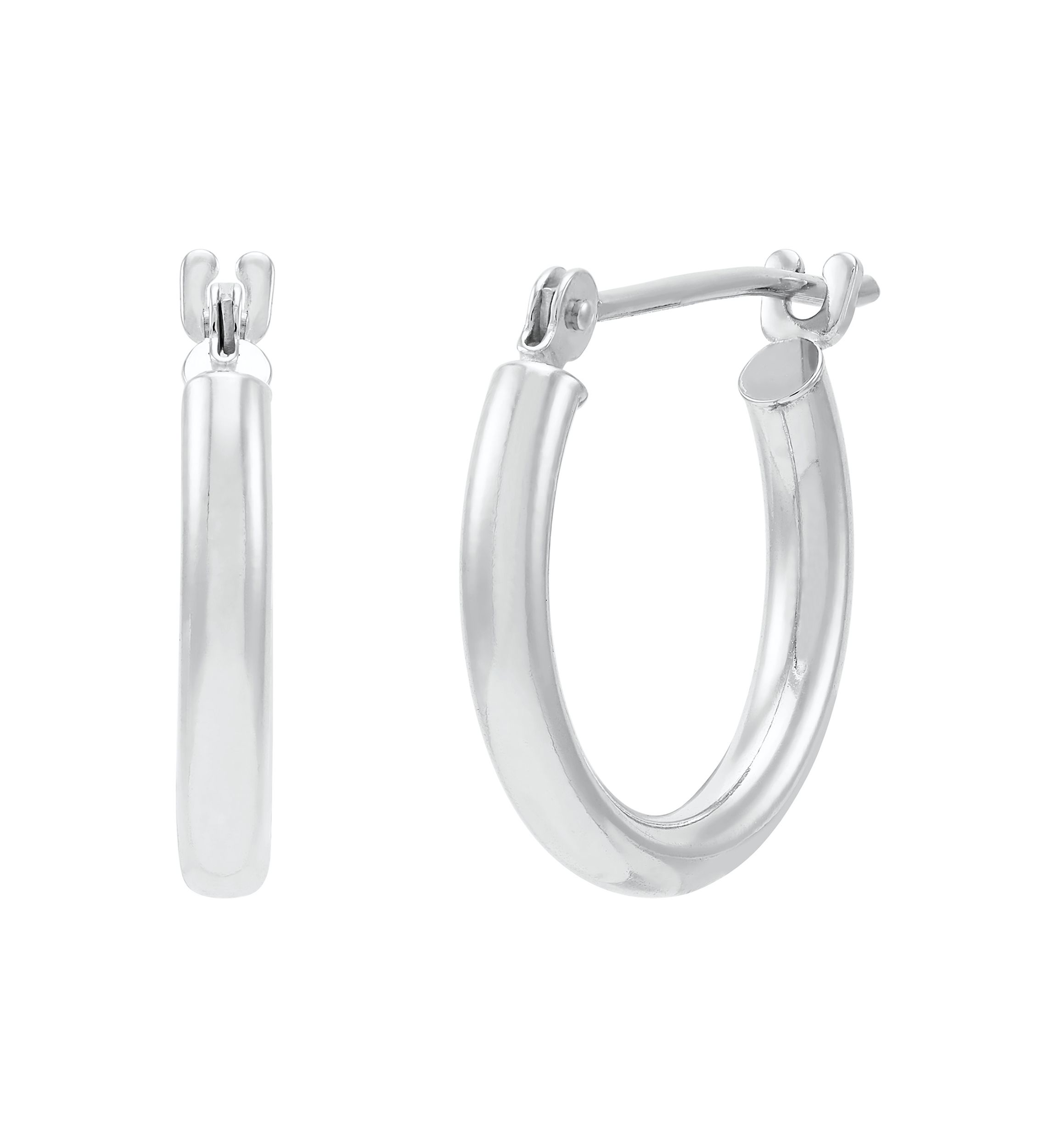 Tube Hoop Earrings in 14K White Gold