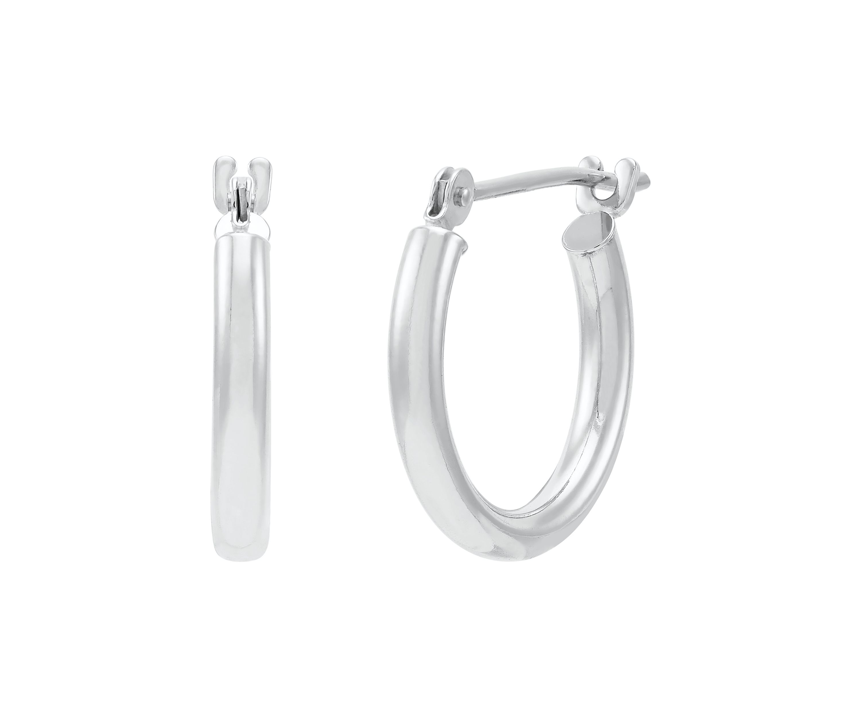 Tube Hoop Earrings in 14K White Gold
