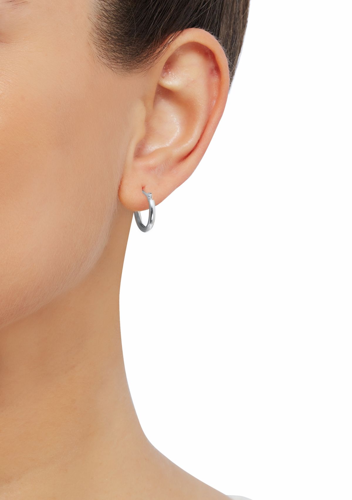 Tube Hoop Earrings in 14K White Gold