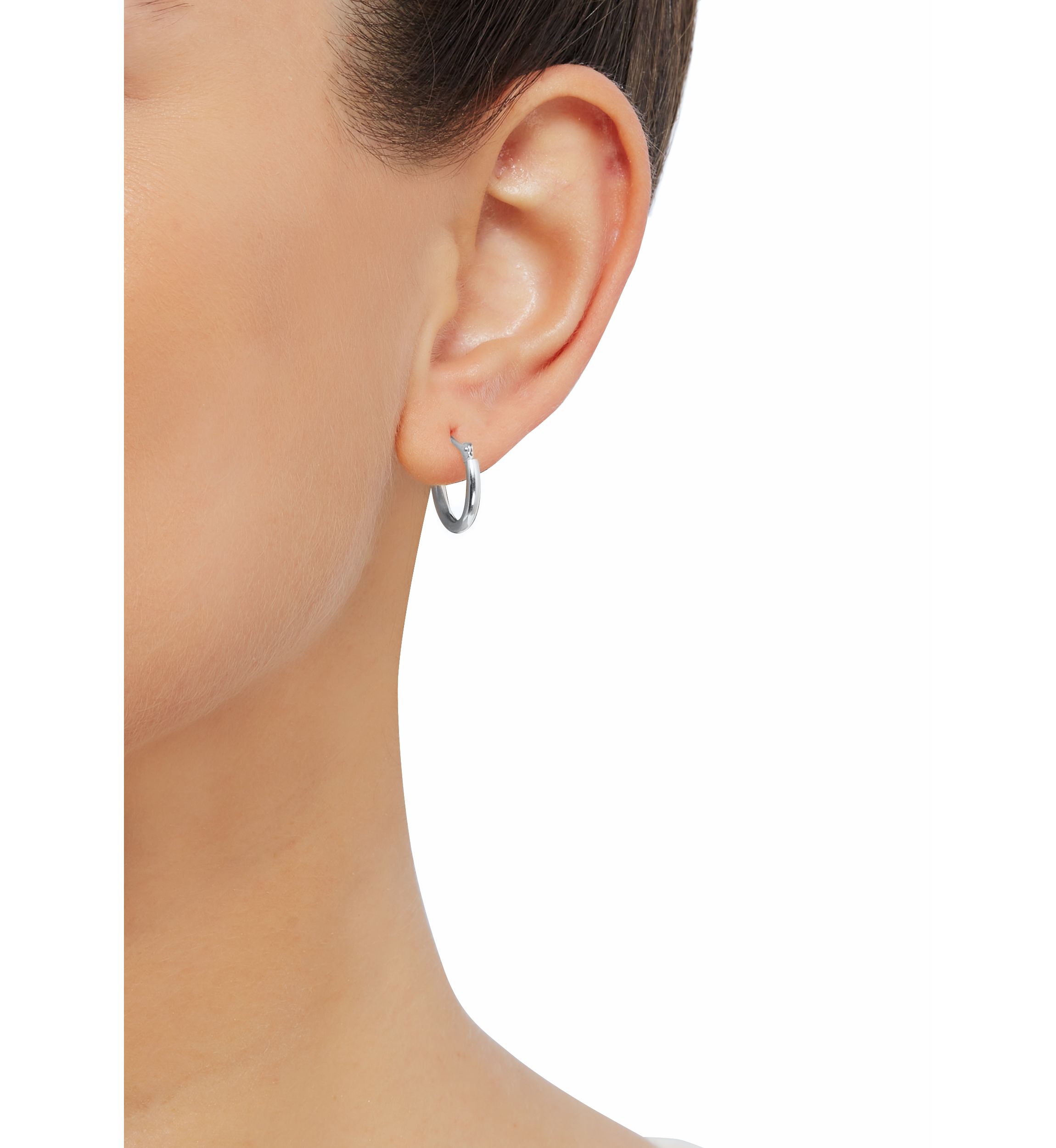 Tube Hoop Earrings in 14K White Gold