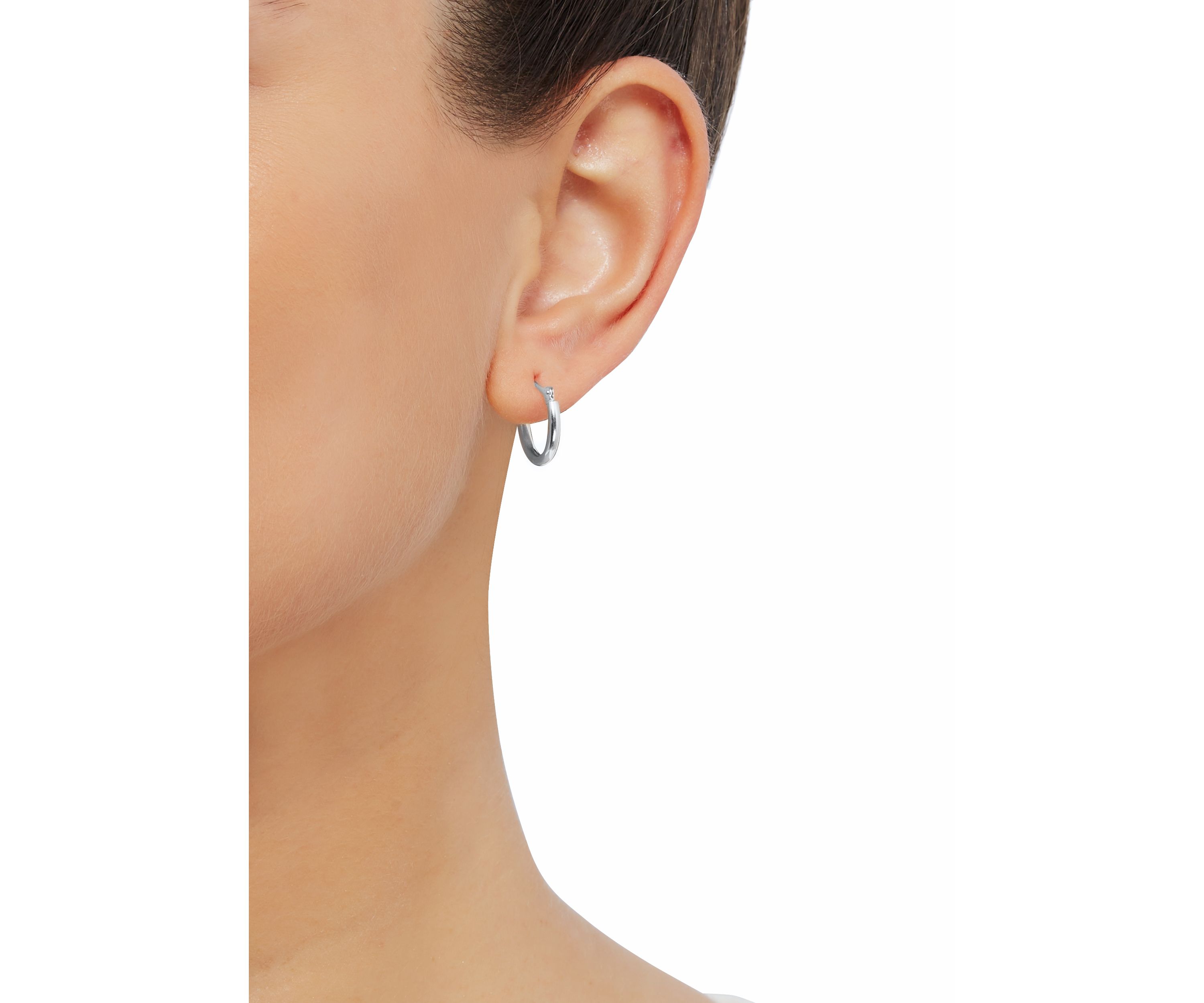 Tube Hoop Earrings in 14K White Gold