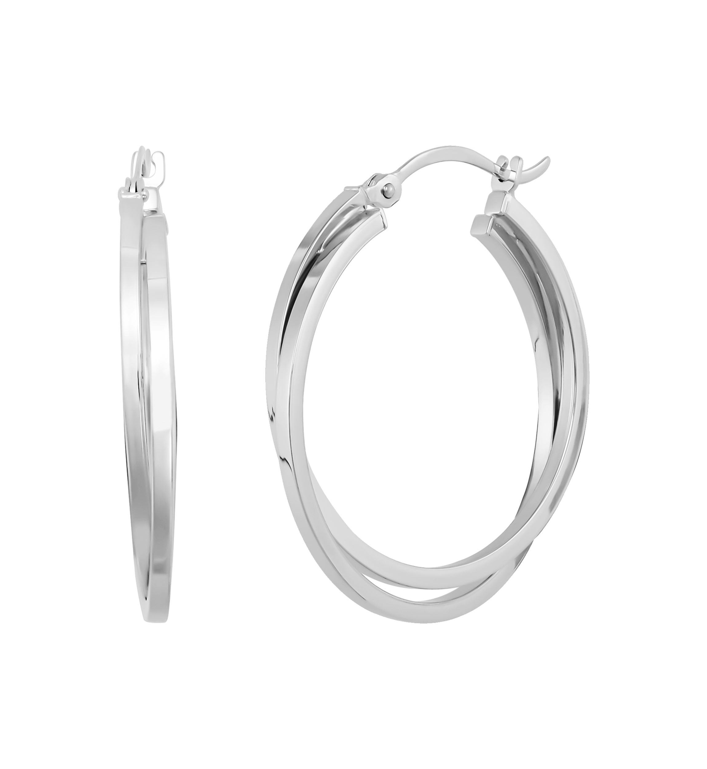 Square Tube Hoop in 14K White Gold