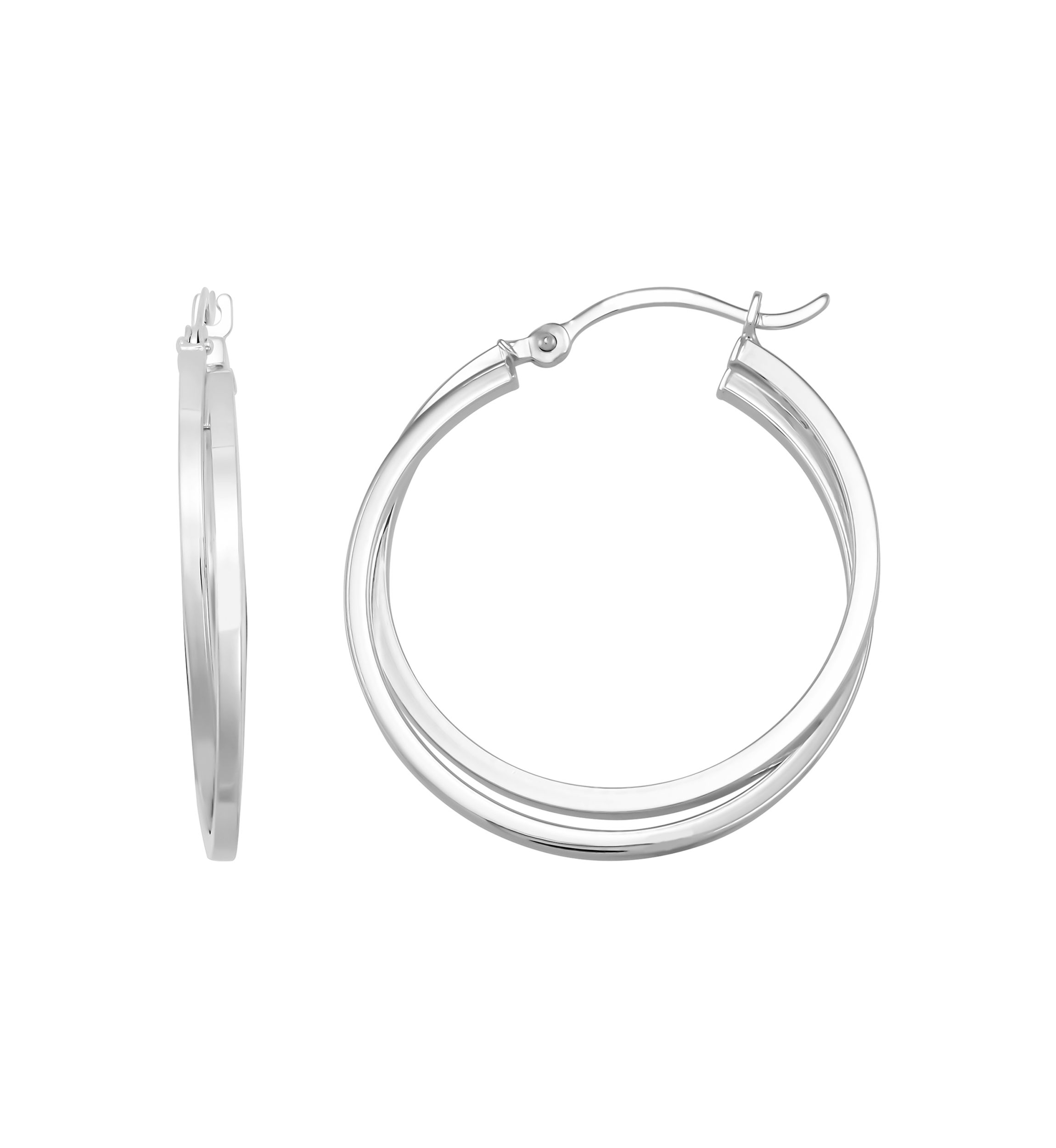 Square Tube Hoop in 14K White Gold