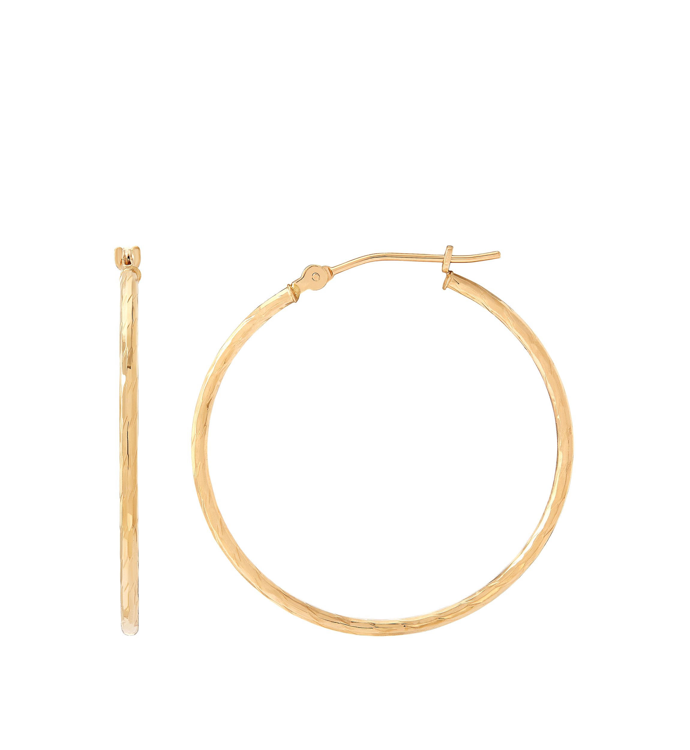 Round Hoop Earrings in 14k Yellow Gold