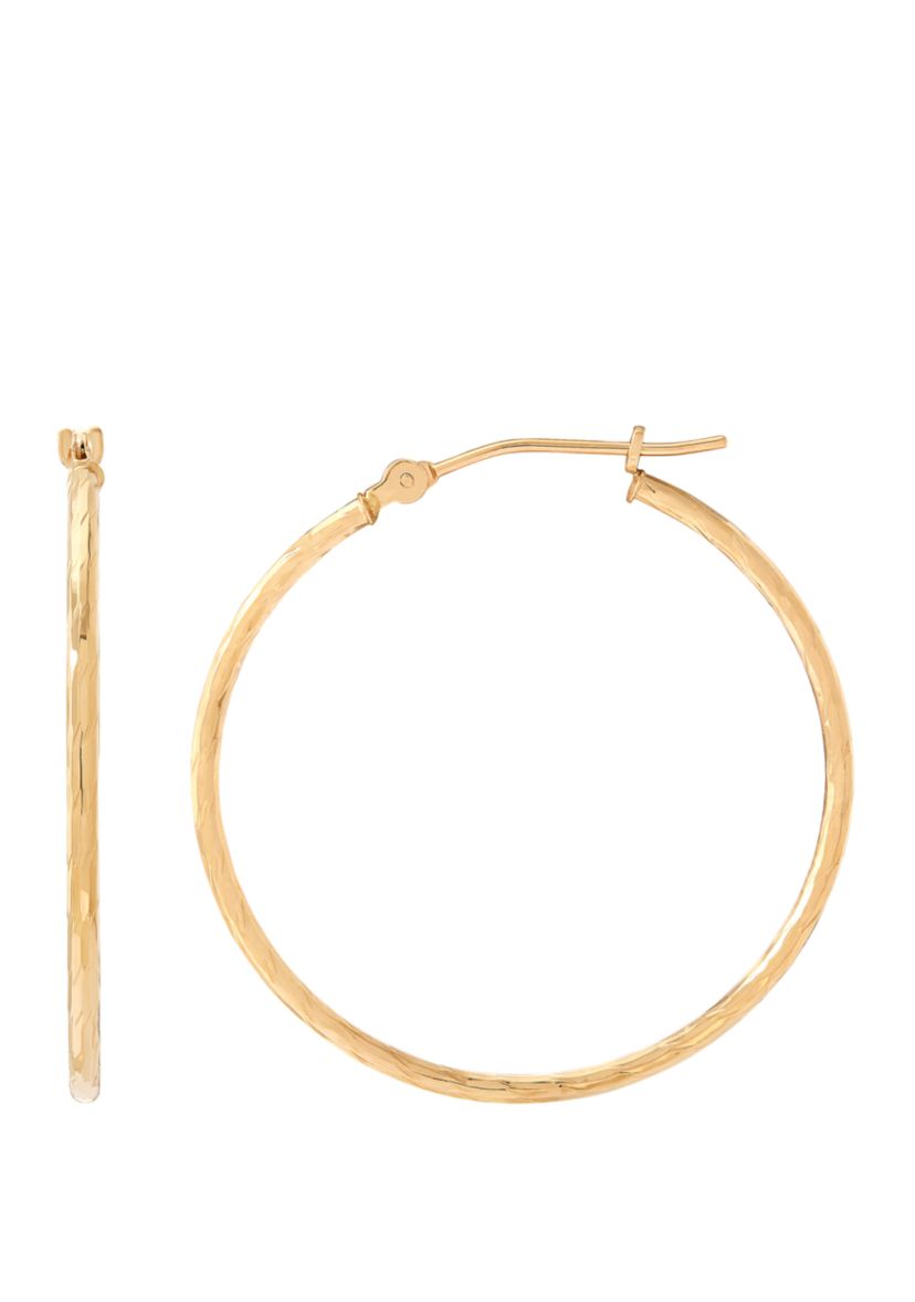 Round Hoop Earrings in 14k Yellow Gold