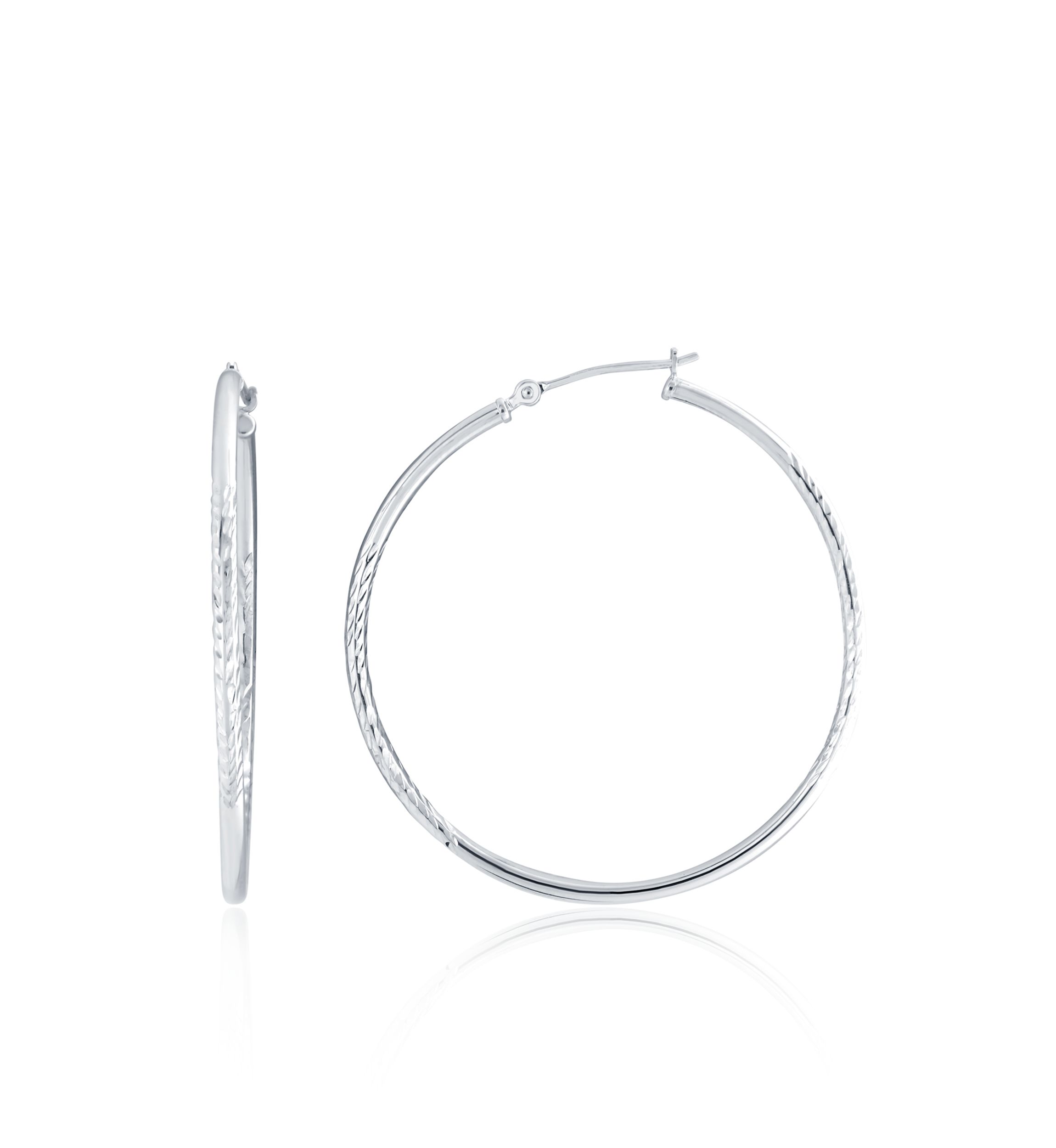 Hoop Earrings in 14K White Gold