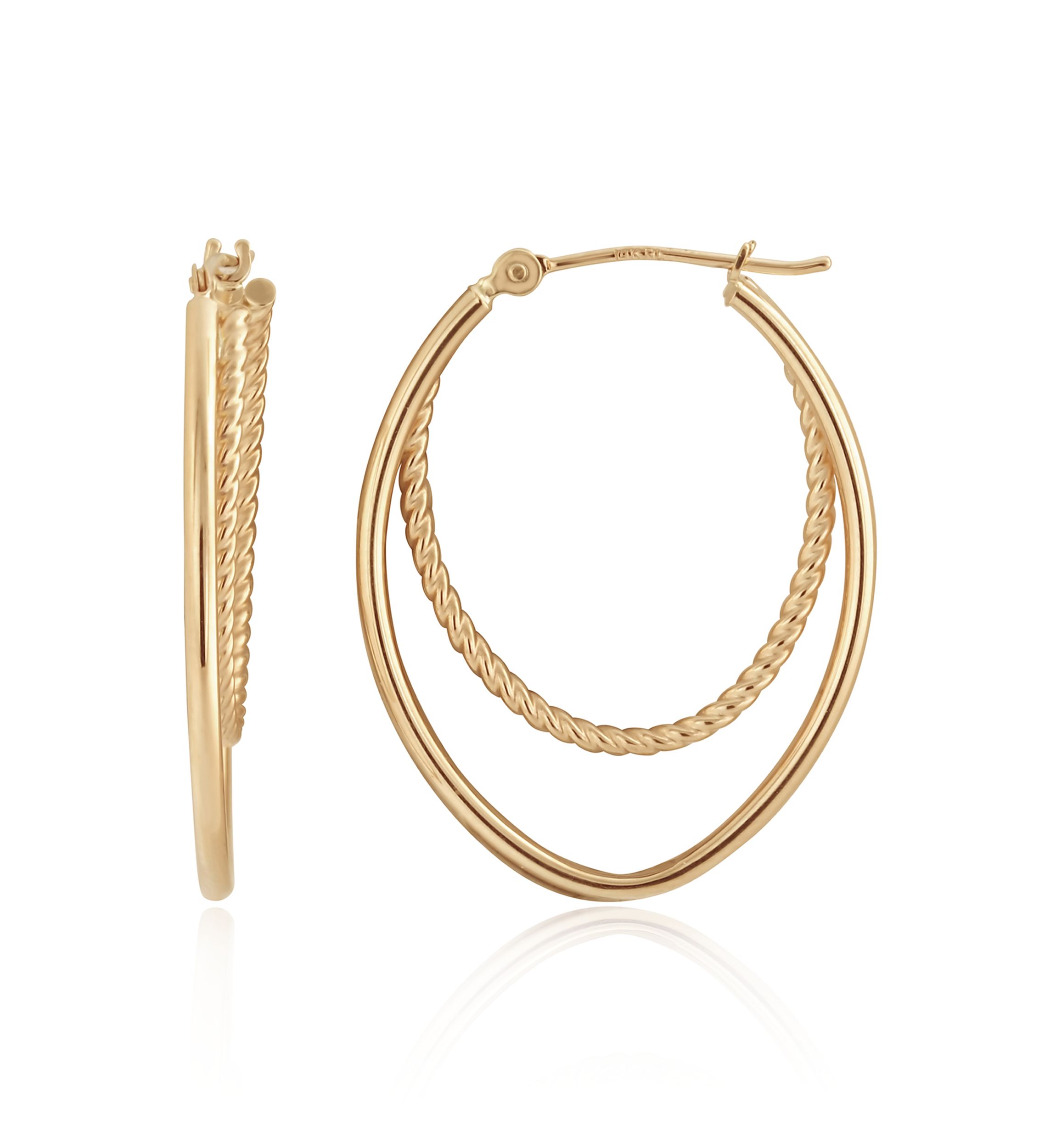 Oval Hoop Earrings in 14K Yellow Gold
