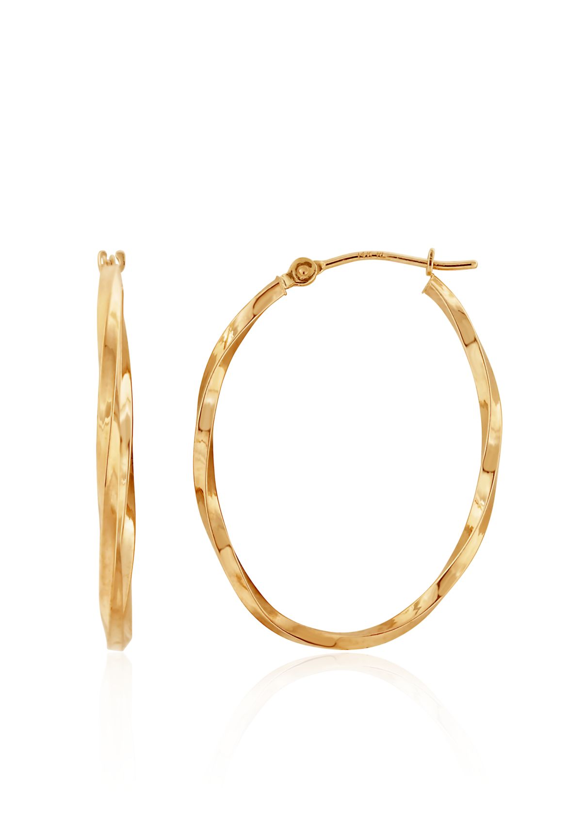 Oval Twist Hoop Earrings in 14k Yellow Gold