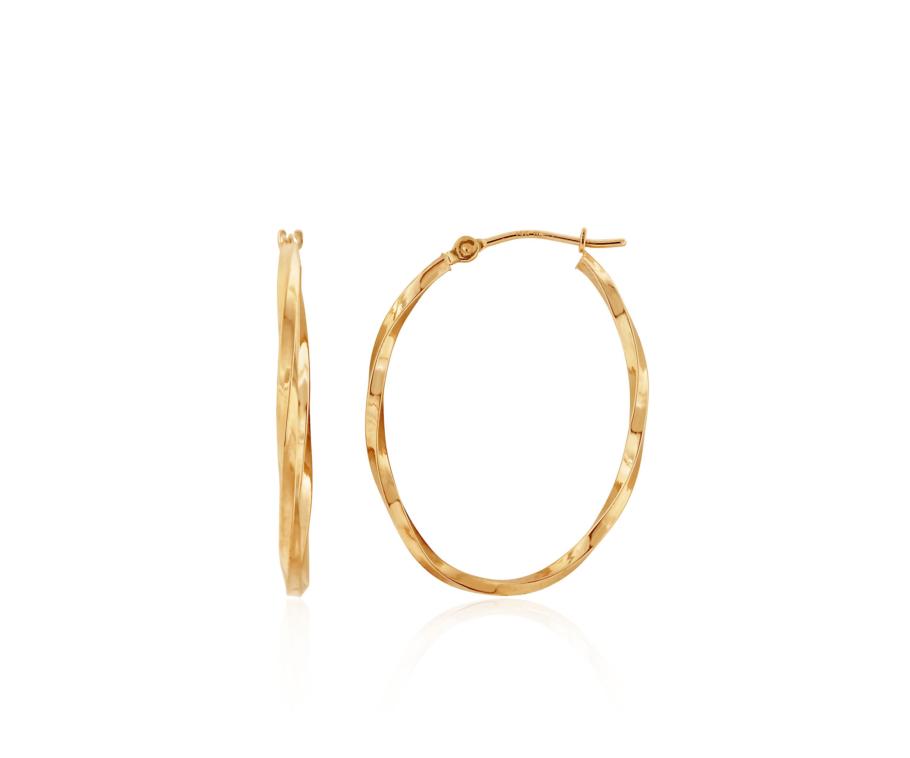Oval Twist Hoop Earrings in 14k Yellow Gold