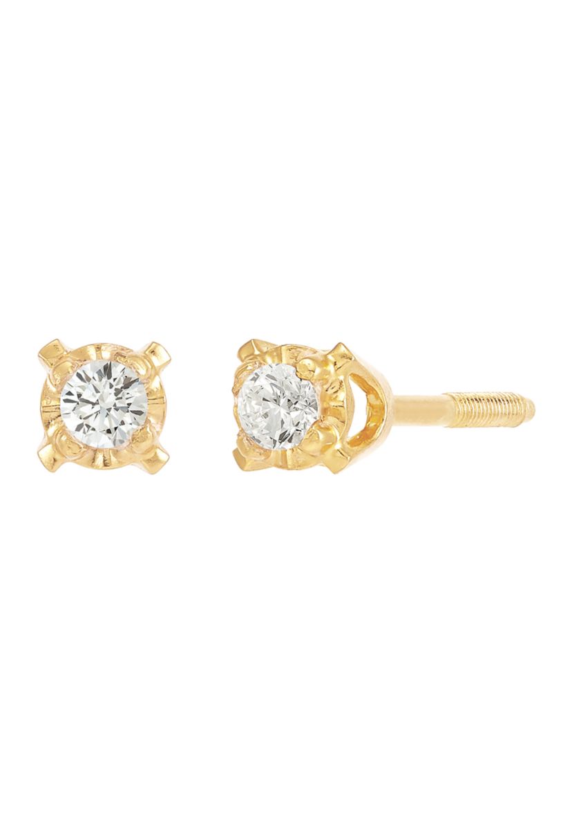 Diamond Accent Stud Earrings in 14K Yellow Gold