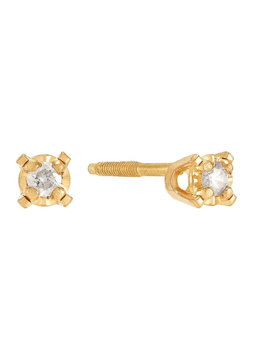 Diamond Accent Stud Earrings in 14K Yellow Gold