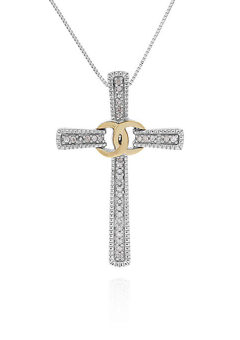 0.11 ct. t.w. Diamond Cross Pendant in Sterling Silver